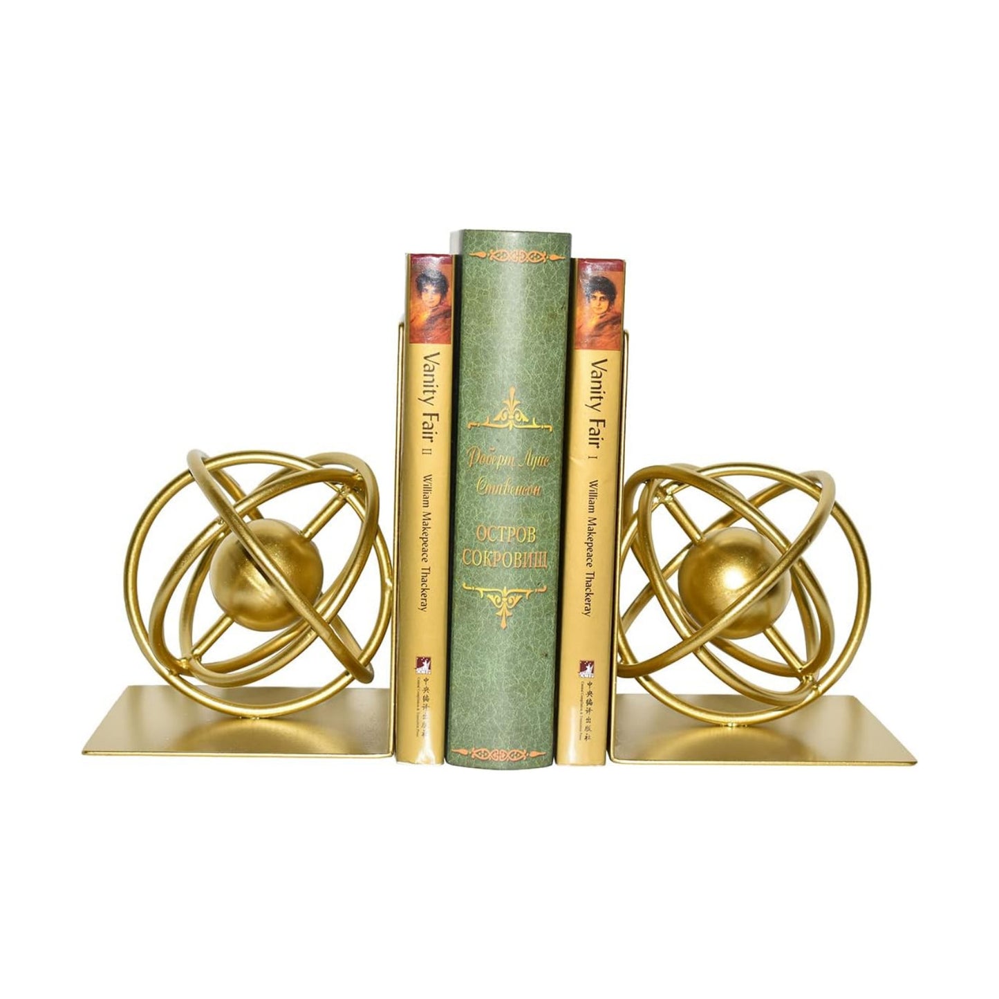 Modern Metal Unique Bookends / Round / Gold