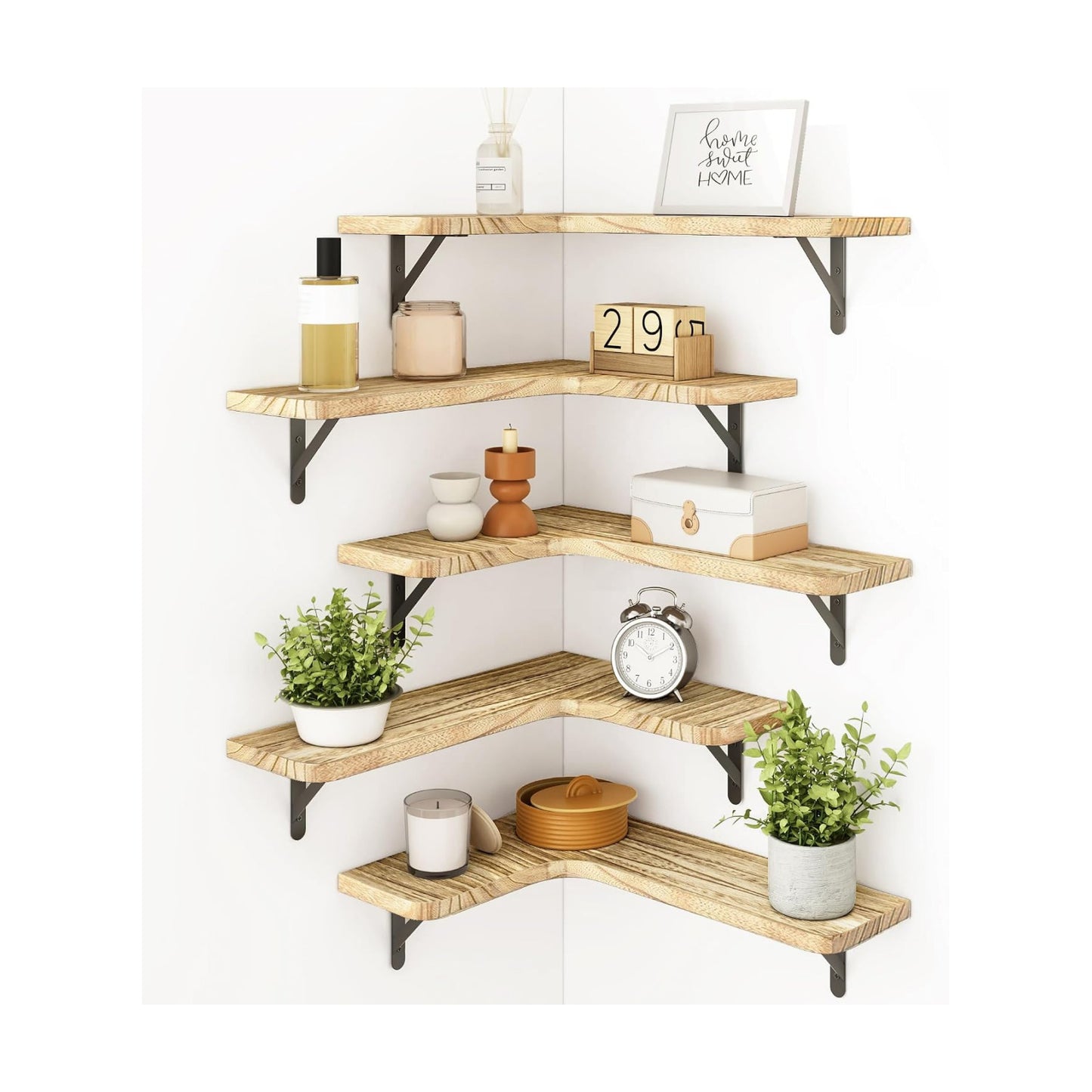 Fixwal Conner Shelves Wall Mounted for Decor, Carbonized Black 5pcs