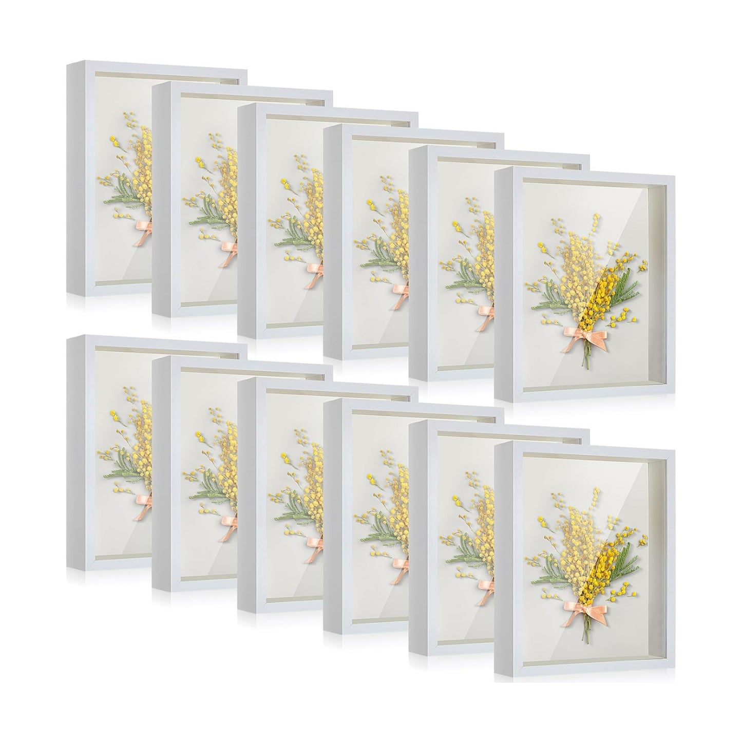 12 Pieces Shadow Box Picture Frame Square Shadow Boxes Display Cases for Graduation Sports Memorabilia Wedding Memories
