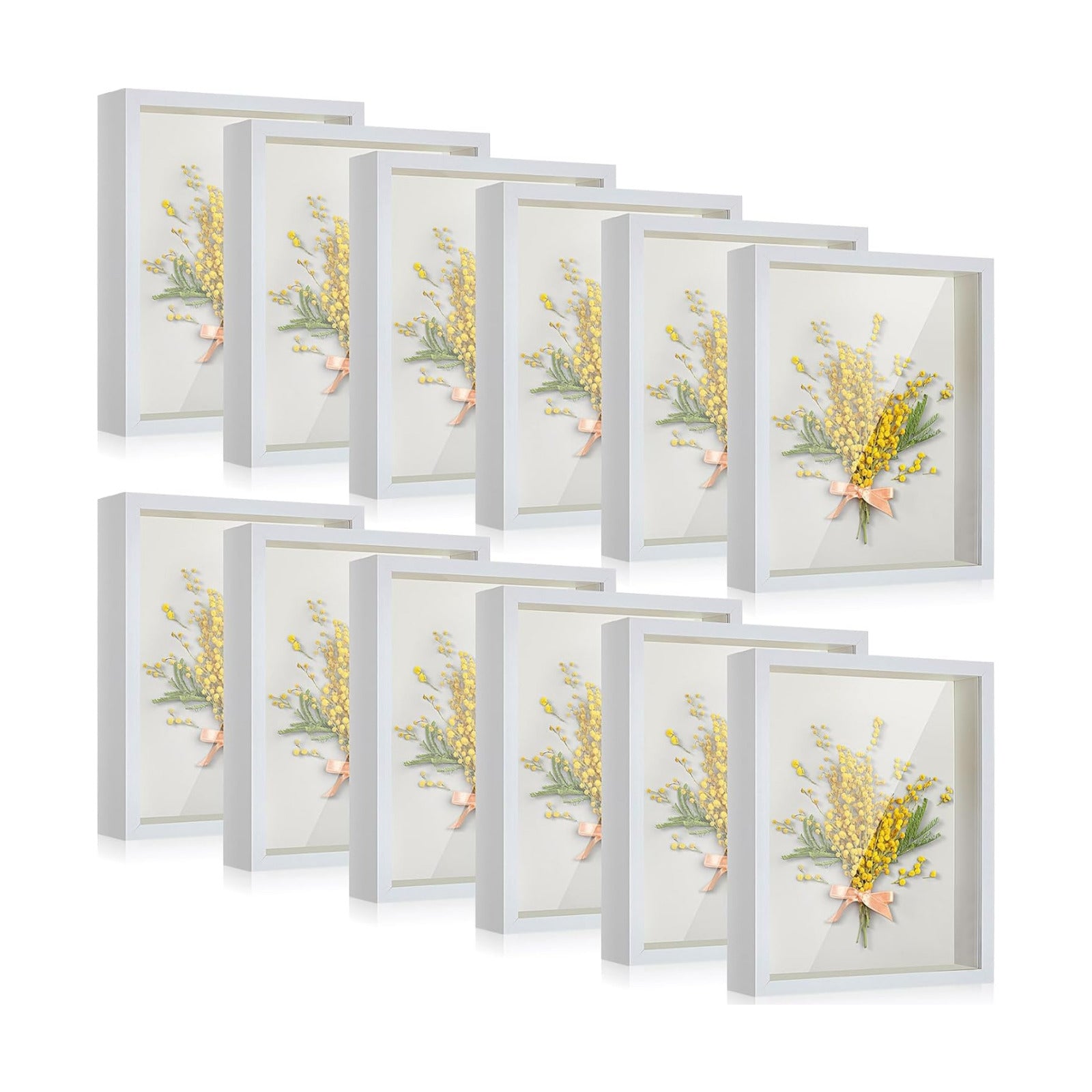 12 Pieces Shadow Box Picture Frame Square Shadow Boxes Display Cases for Graduation Sports Memorabilia Wedding Memories