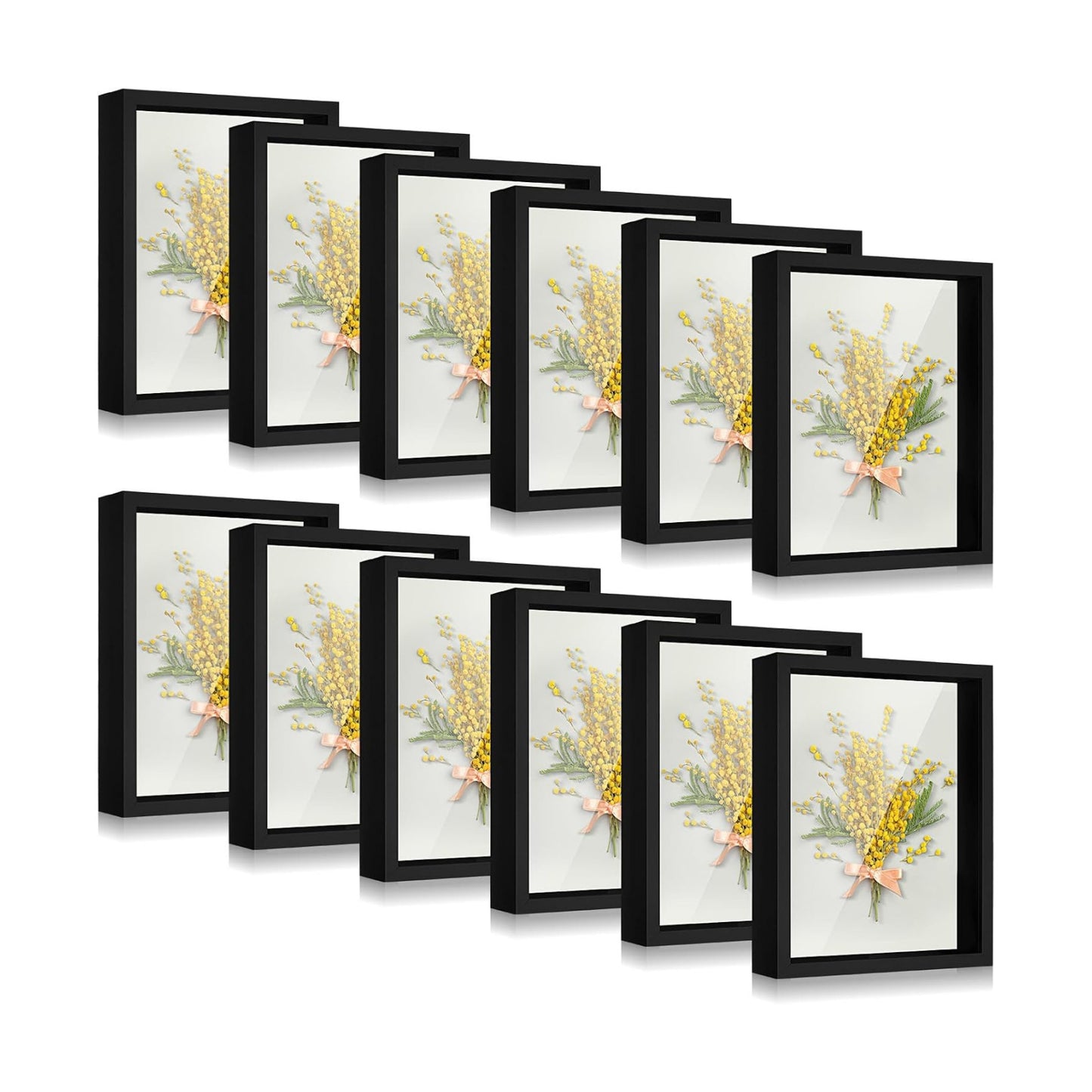 12 Pieces Shadow Box Picture Frame Square Shadow Boxes Display Cases for Graduation Sports Memorabilia Wedding Memories