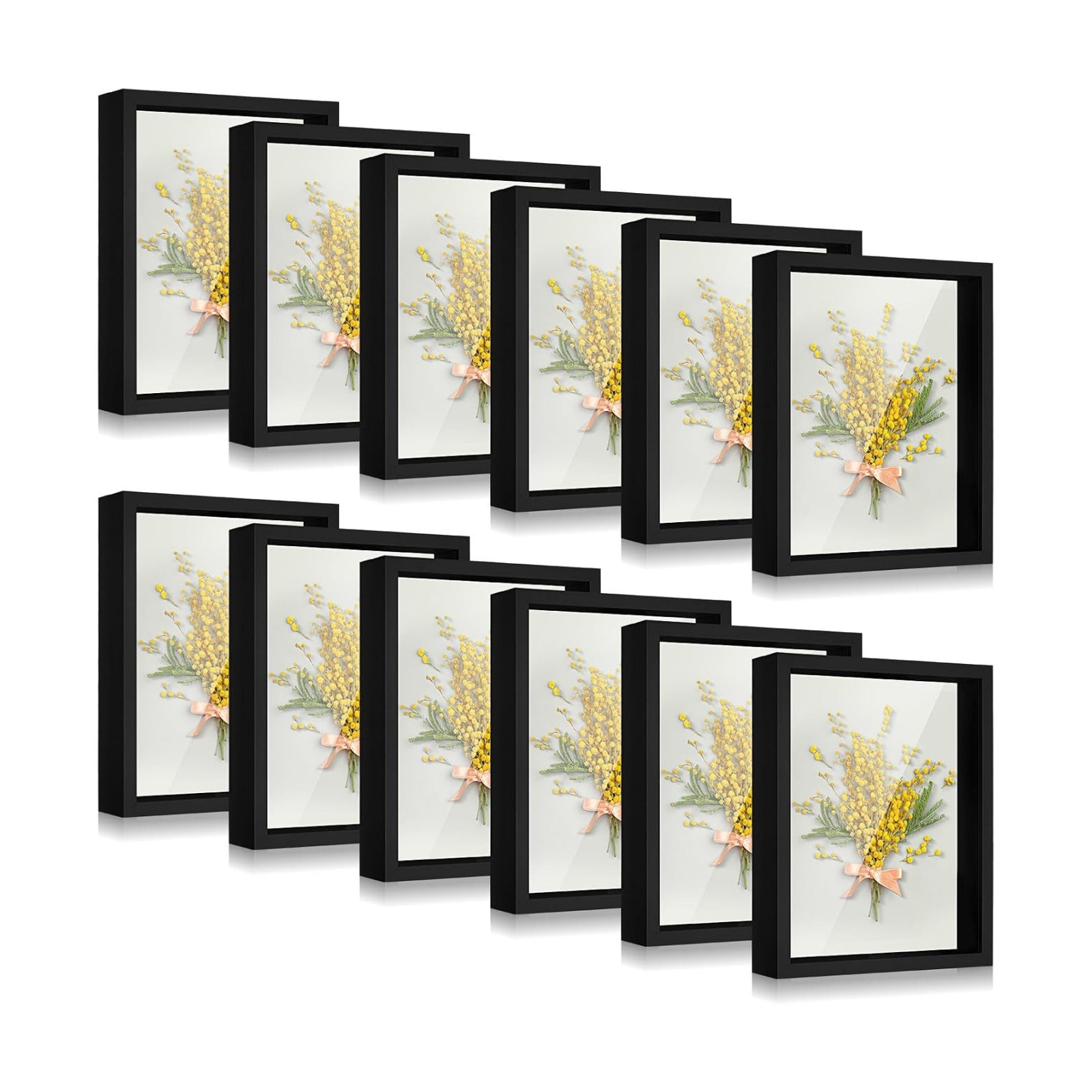 12 Pieces Shadow Box Picture Frame Square Shadow Boxes Display Cases for Graduation Sports Memorabilia Wedding Memories