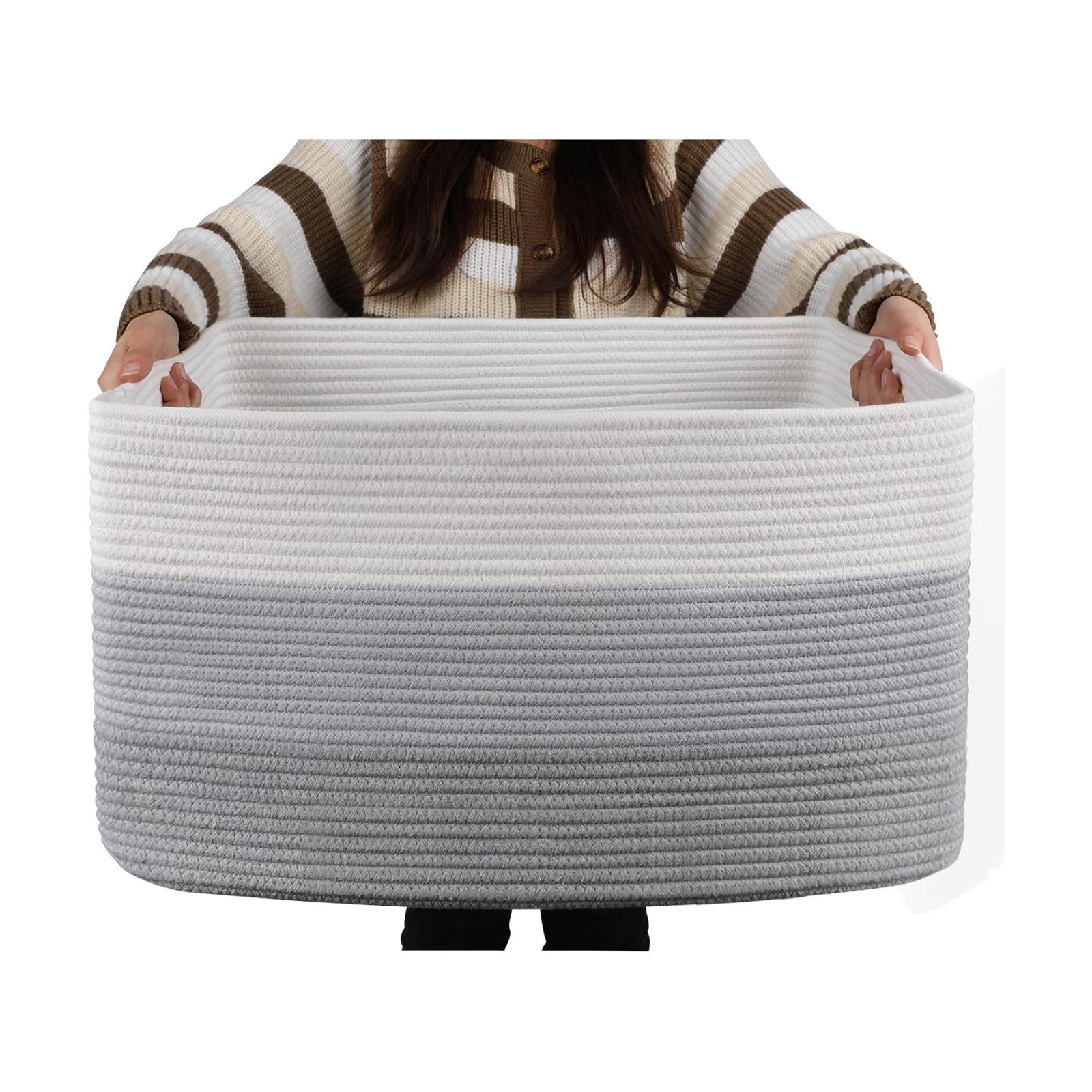 Rectangle Woven Baskets / Gradient Grey / 22 x 17 x 12