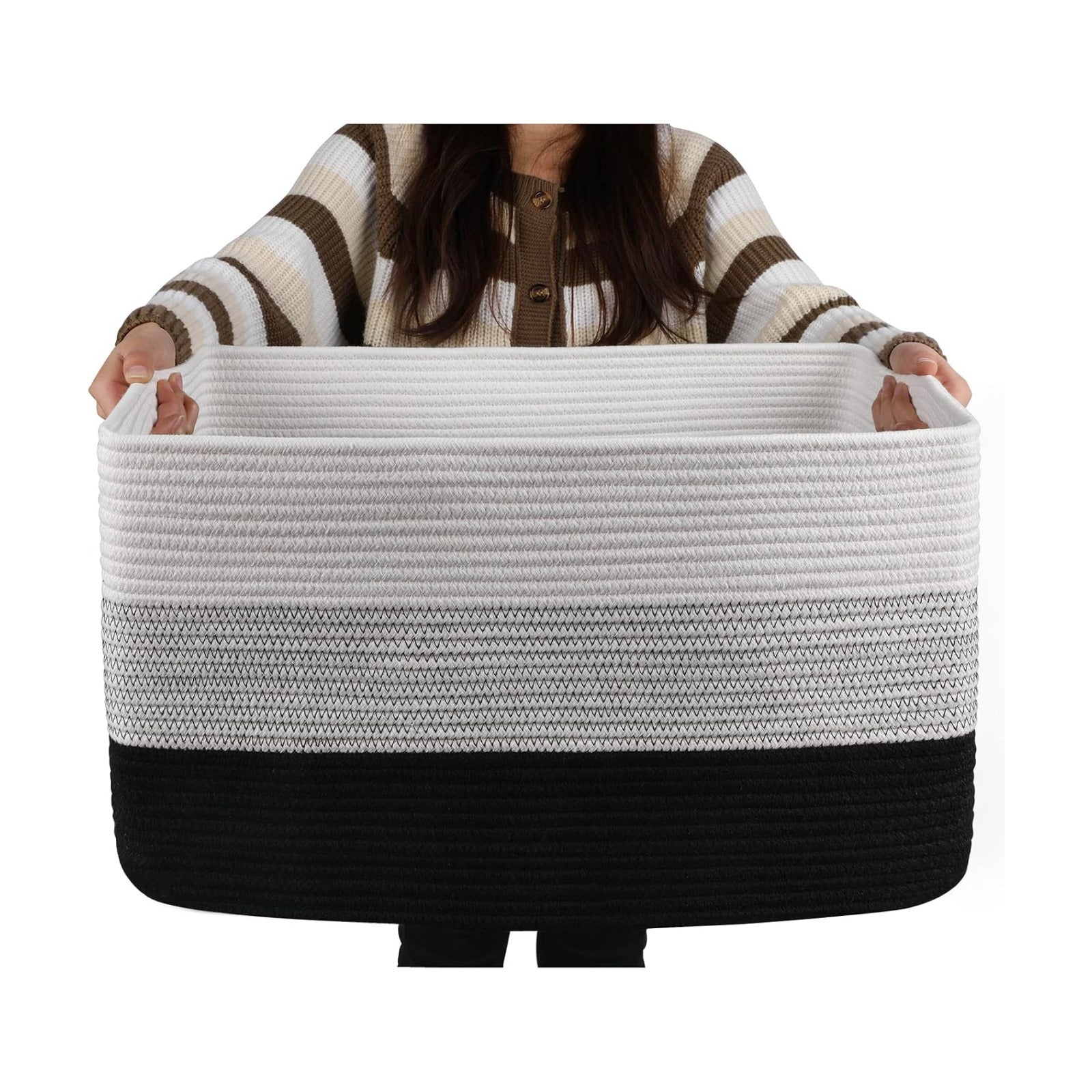 Rectangle Woven Baskets / Gradient Black / 22 x 17 x 12