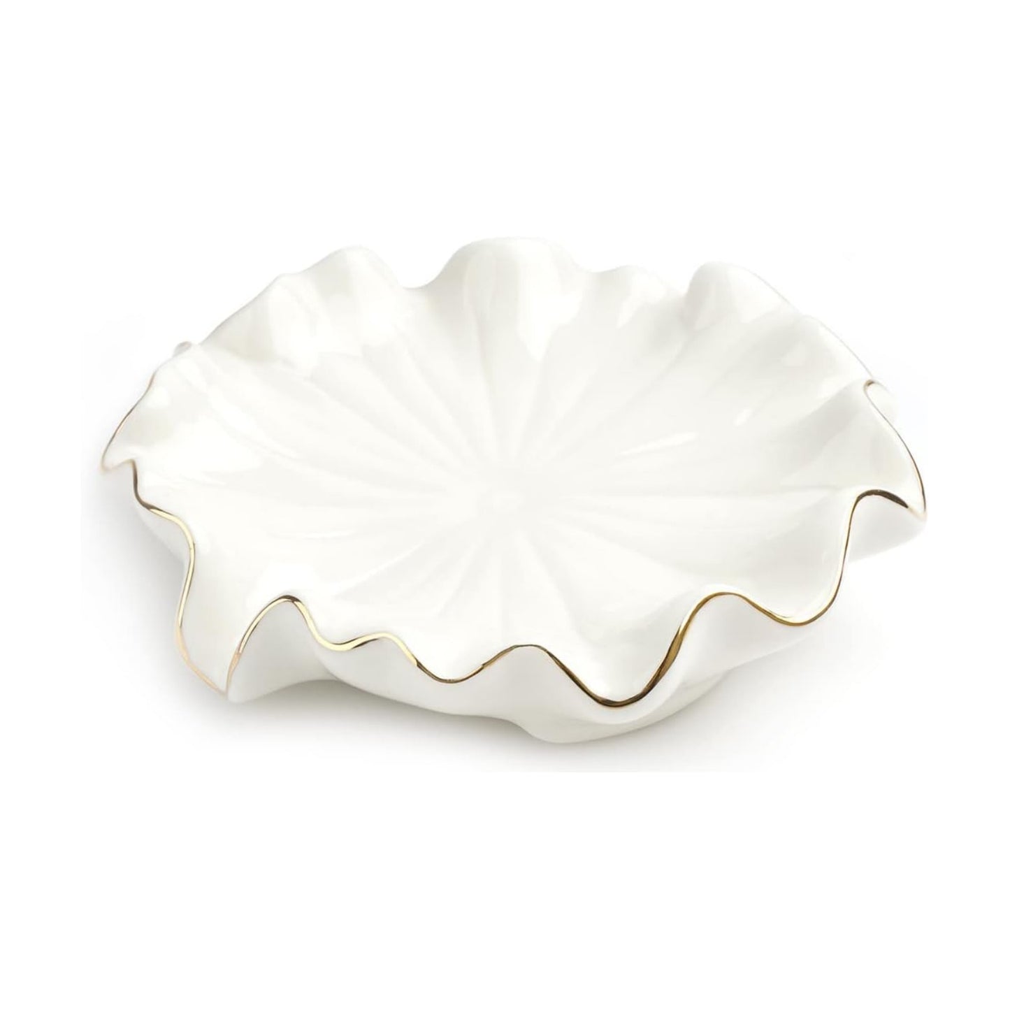 Drain Ceramic Lotus Leaf Soap Holder Soap Saver for Bar Soap / White