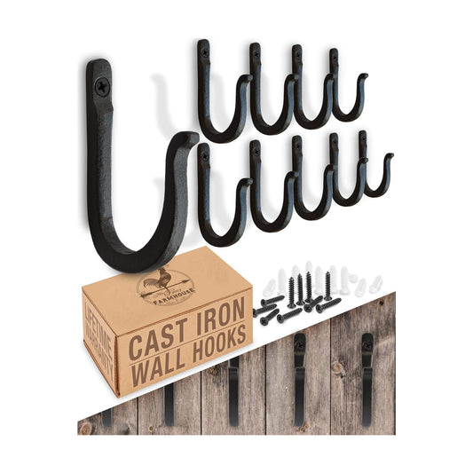 Wall Mounted Farmhouse Decorative Hooks / Black / Blacksmith Spike Hooks / Set of 10