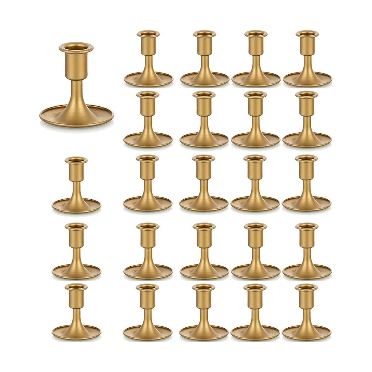 Candlestick Holders Taper Candle Holders, Romadedi Gold Candle Stick Candle Holder for Table Centerpiece, Wedding Reception, Festive Christmas Mantel Decoration or Home Decor, Set of 24