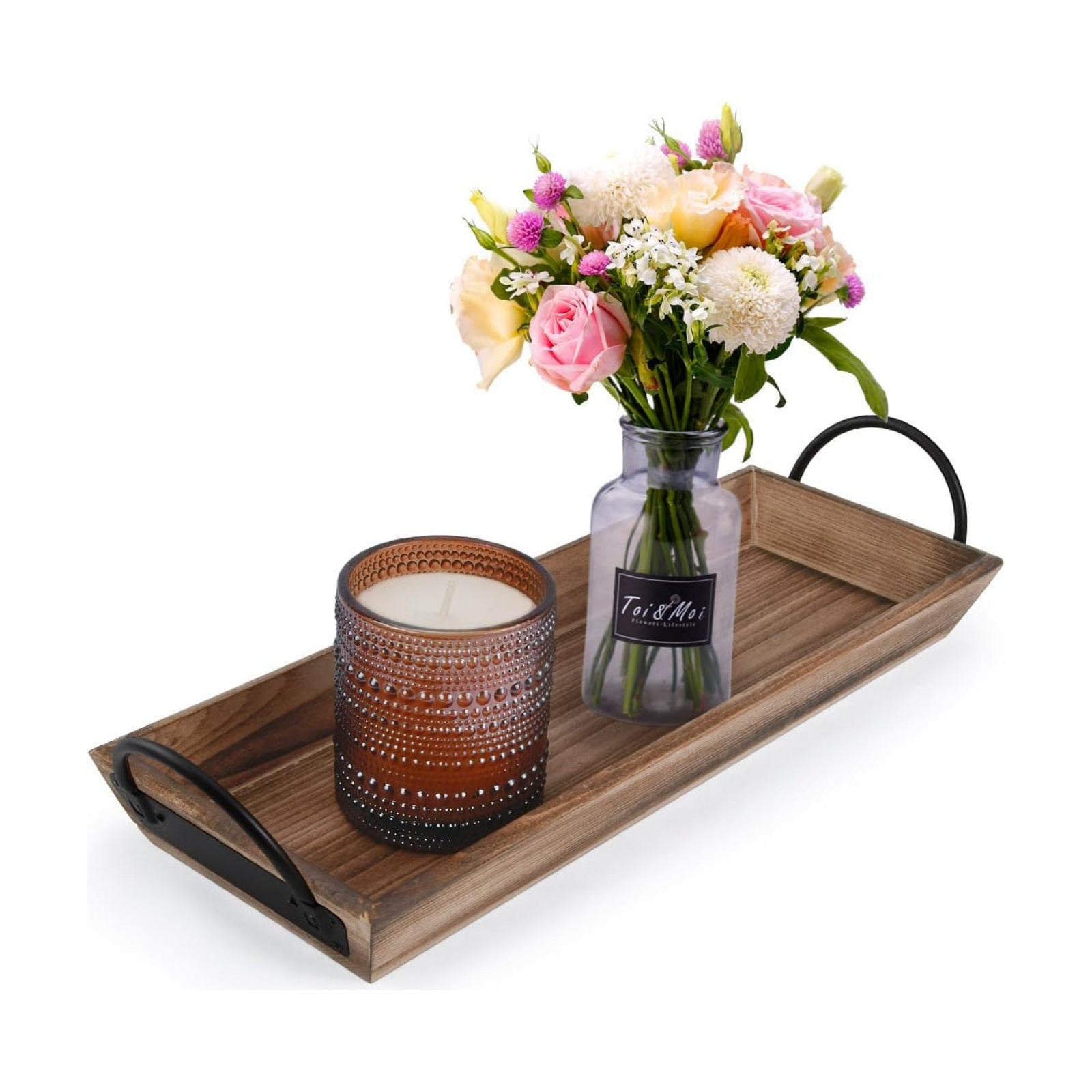 Rectangle Wood Candle Tray / Beech / Black