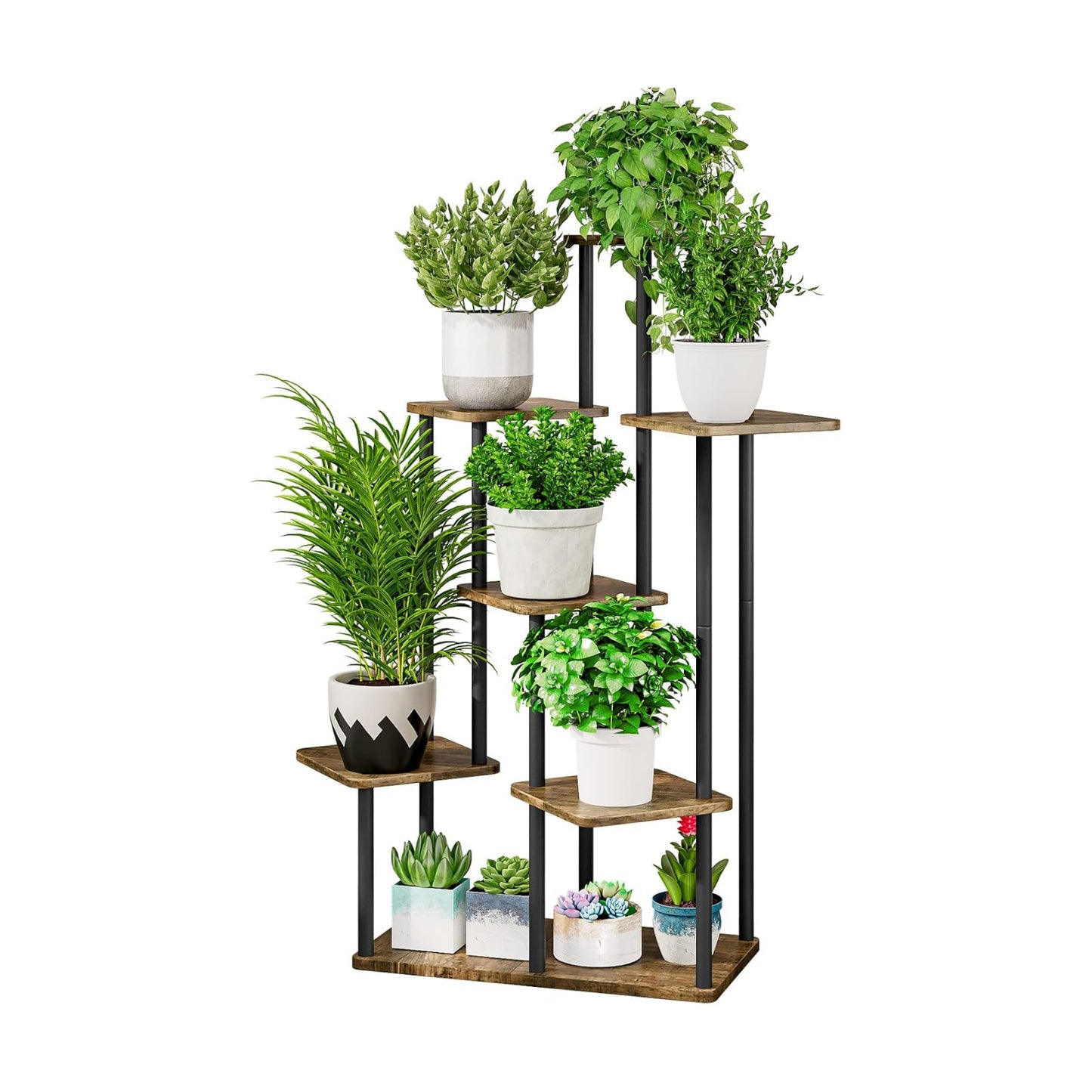 7 Tier Tall Plant Stand Indoor Corner Tiered Shelf Metal MDF Board | Sturdy Metal Frame,Space-saving Tiered Design