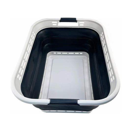 42L Collapsible Plastic Laundry Basket / Grey/slate Grey