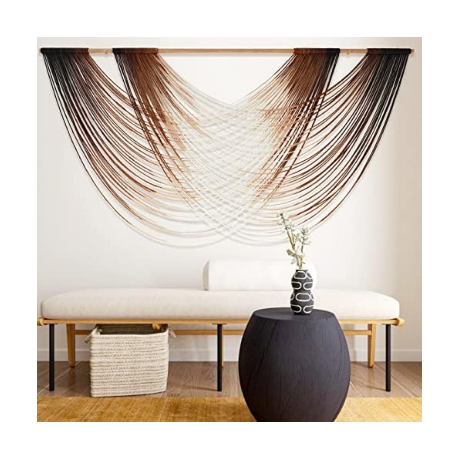 Macrame Wall Hanging Brown Dip Dyed Boho Fiber Art Decor 57"W*35"L