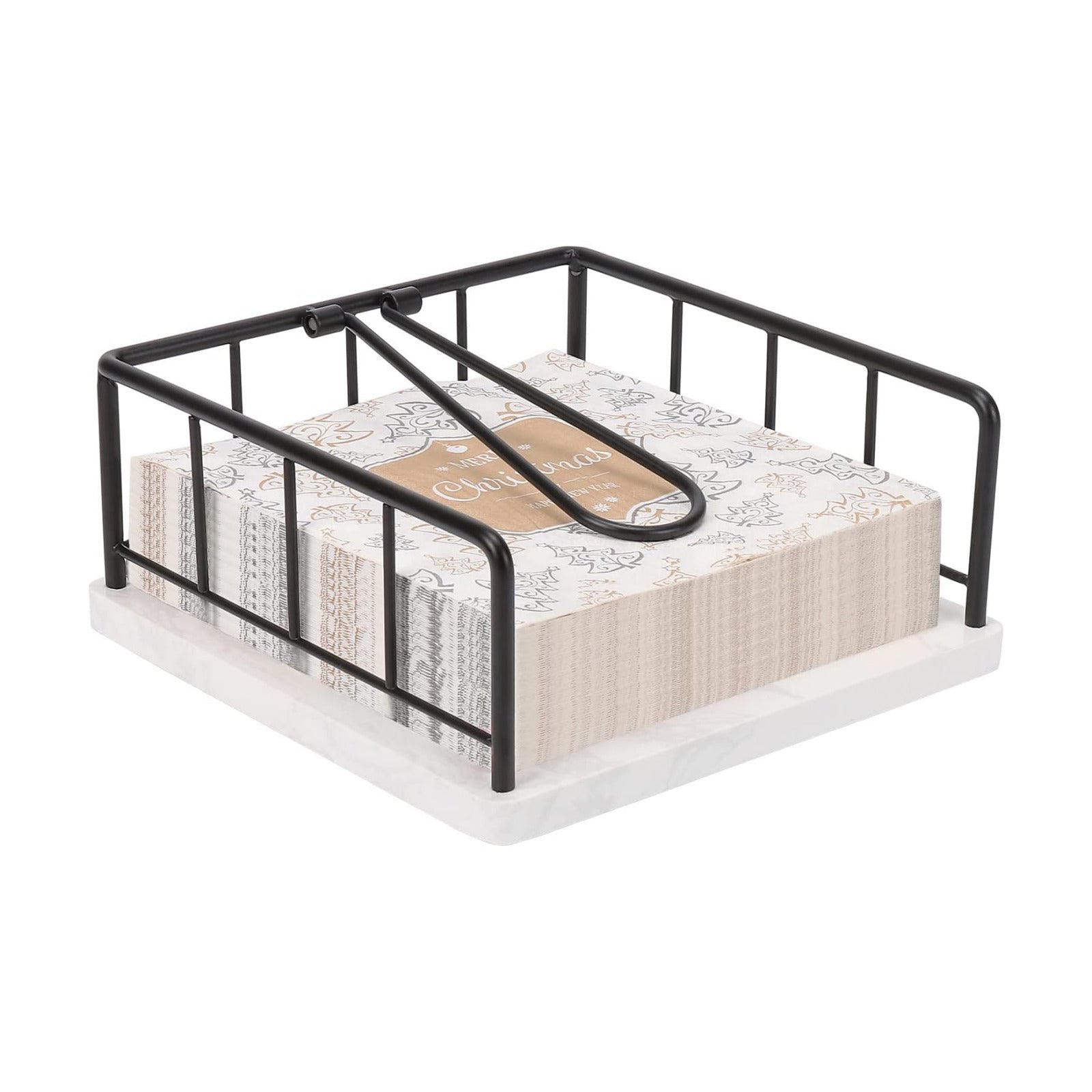 Flat Napkin Holder / Black / Marble
