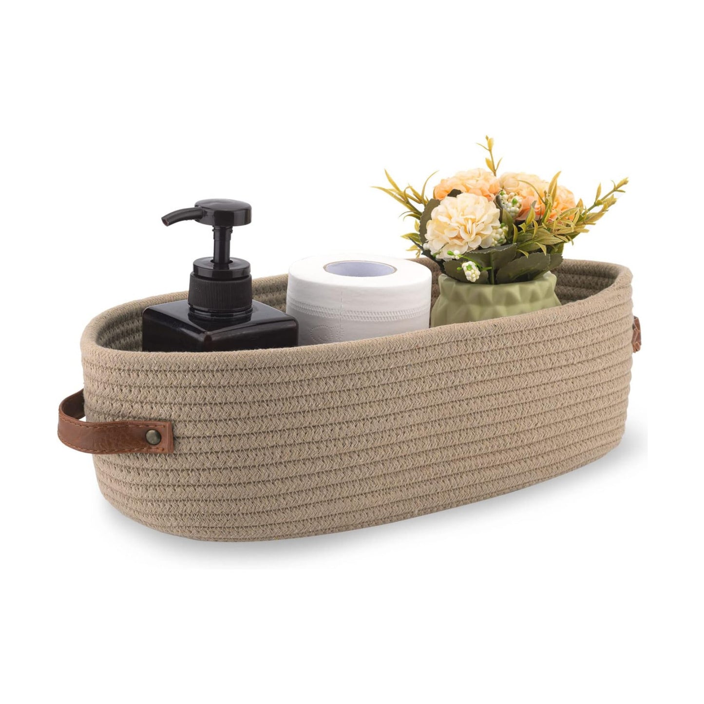 Storage Basket Boho Decor Baskets for Organizing Woven Decorative Basket for Countertop / Khaki