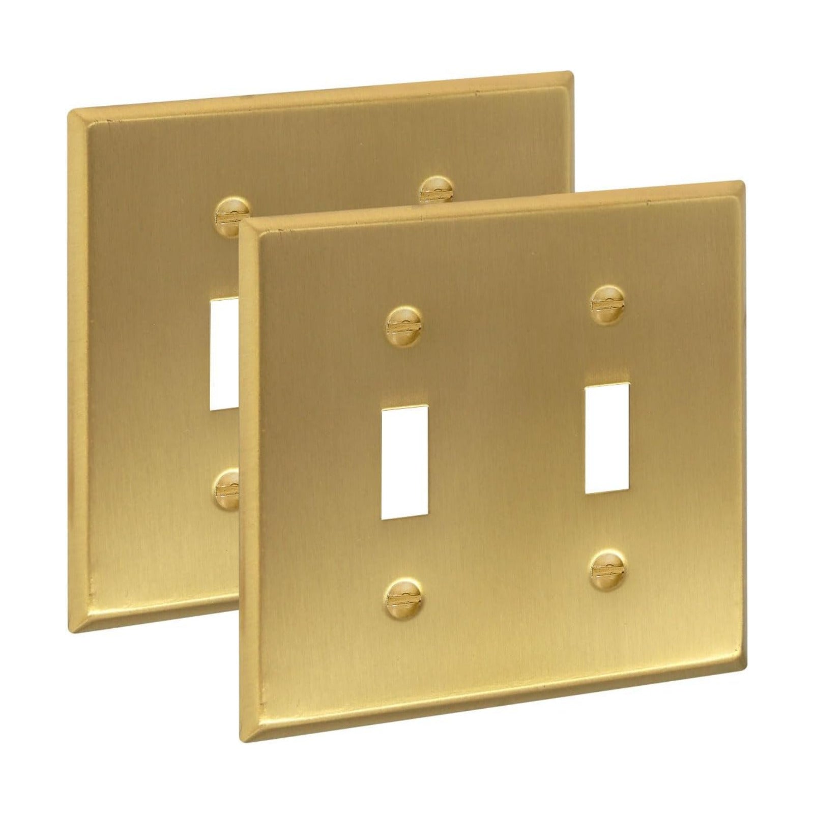 Rio Salto BRASS Decorative Light Switch Cover Double Toggle Switch Plate Flip Switch Wall Plate Brushed Brass Gold 2