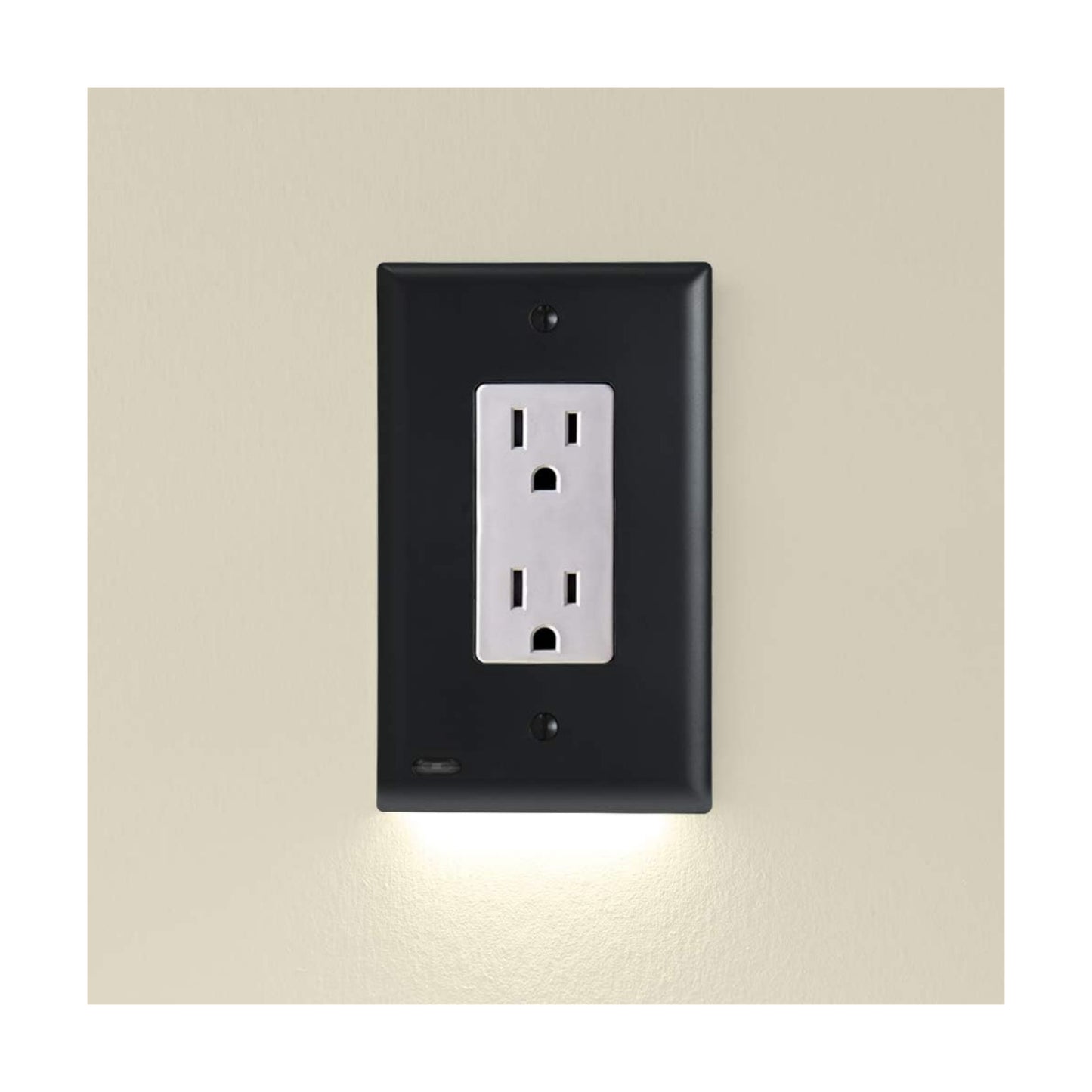 Single - SnapPower GuideLight [for Standard Decor, Not GFCI outlets] - Night Light - Electrical Outlet Wall Plate with