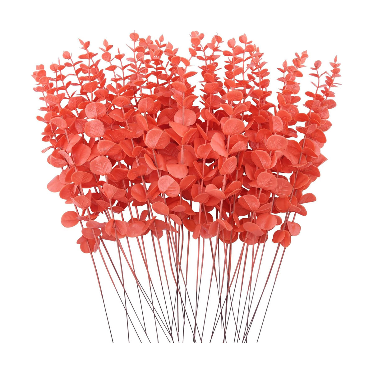 FEQO 36 Pcs Orange Artificial Eucalyptus Stems 15" Faux Eucalyptus Branches