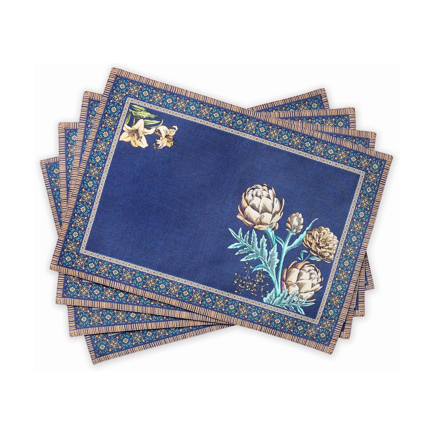 Maison d' Hermine Placemats Set of 4 Reusable 100% Combed Cotton (13"x19") | Cloth Place Mats Washable Table Mats for
