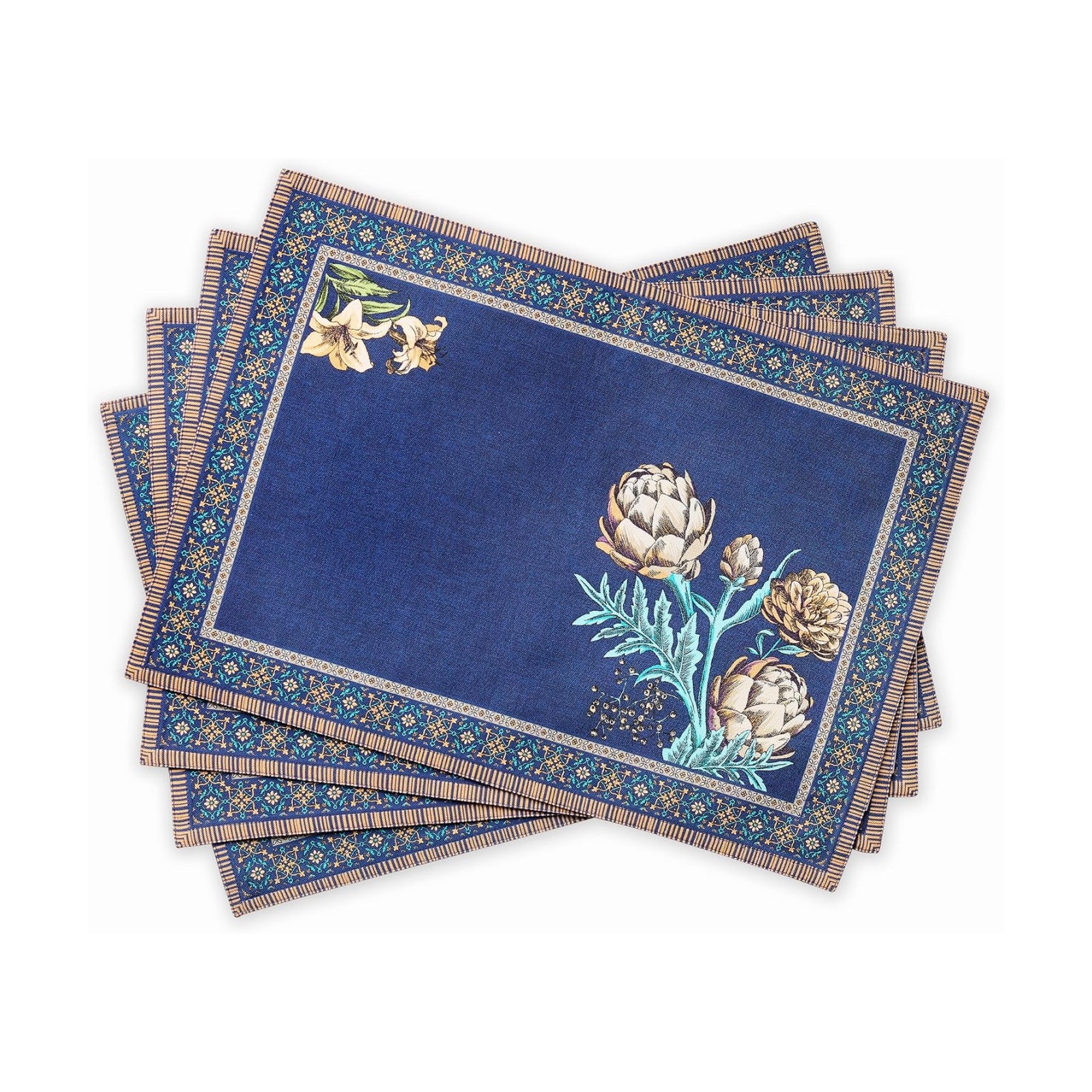 Maison d' Hermine Placemats Set of 4 Reusable 100% Combed Cotton (13"x19") | Cloth Place Mats Washable Table Mats for