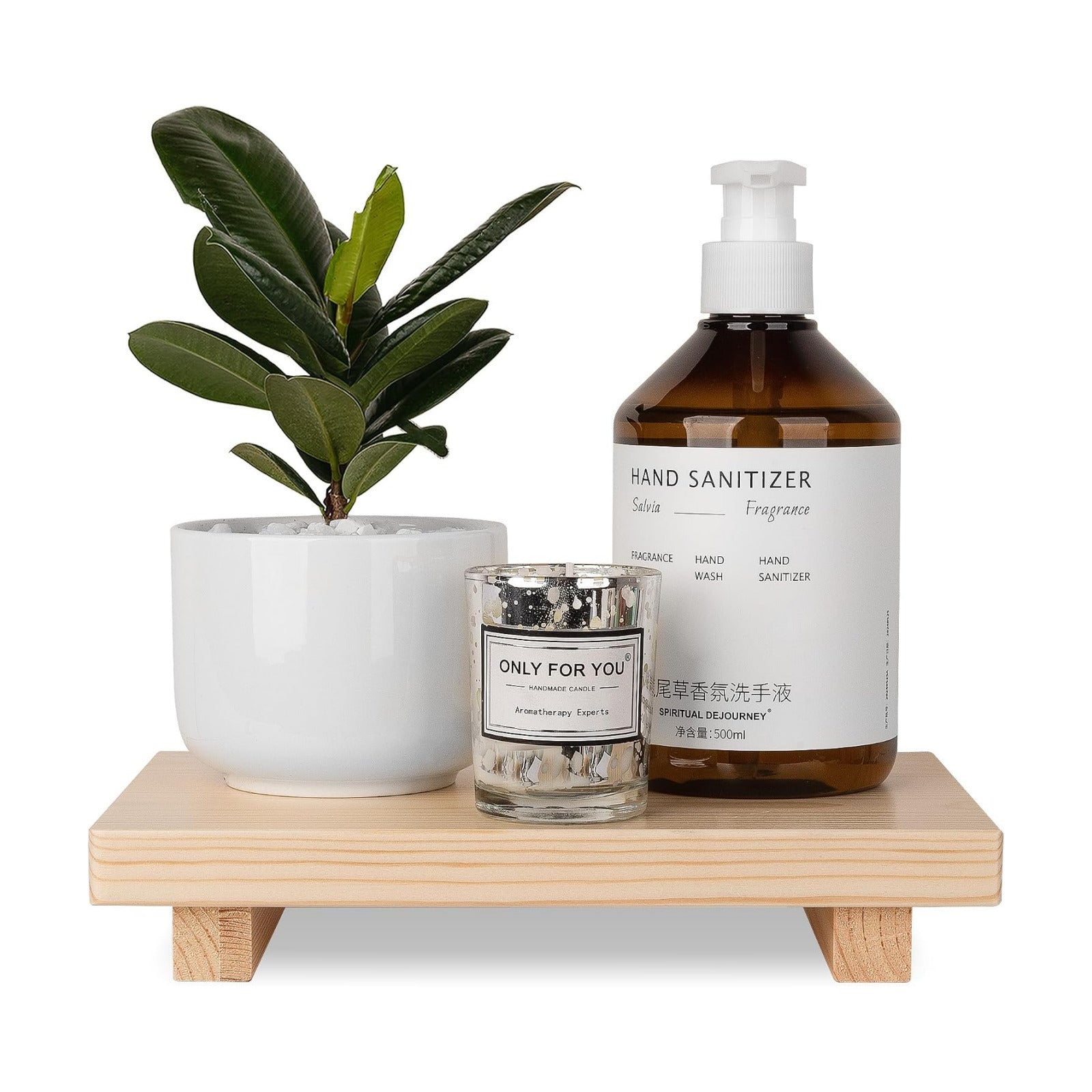 Bathroom Counter Organizer Wood Pedestal Stand Farmhouse Decorative Tray / Burlywood / 9 x 6 x 1.6