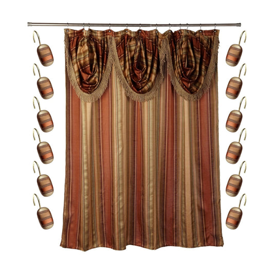Zahari Home 13pc Contempo Bathroom Shower Curtain Sets Luxury Classic Shower Curtain & 12 Shower Curtain Hooks