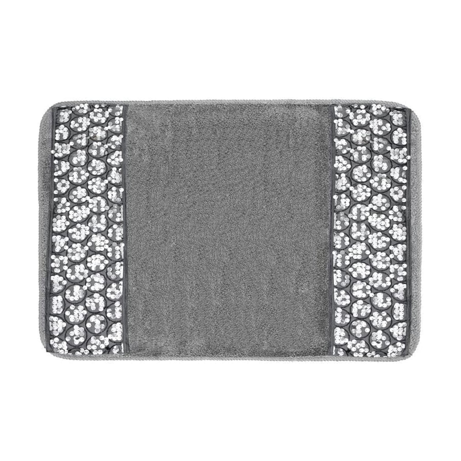 Zahari Home Sinatra Modern Bathroom Rug Classic Luxury Bath Rug Contemporary Decor Silver Bath Mat for Shower Unique