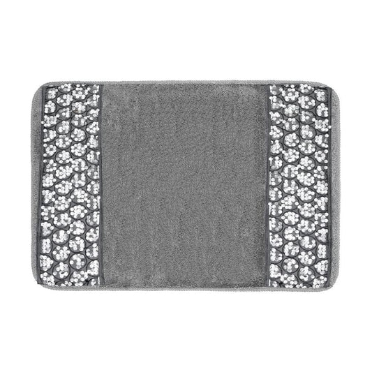Zahari Home Sinatra Modern Bathroom Rug Classic Luxury Bath Rug Contemporary Decor Silver Bath Mat for Shower Unique