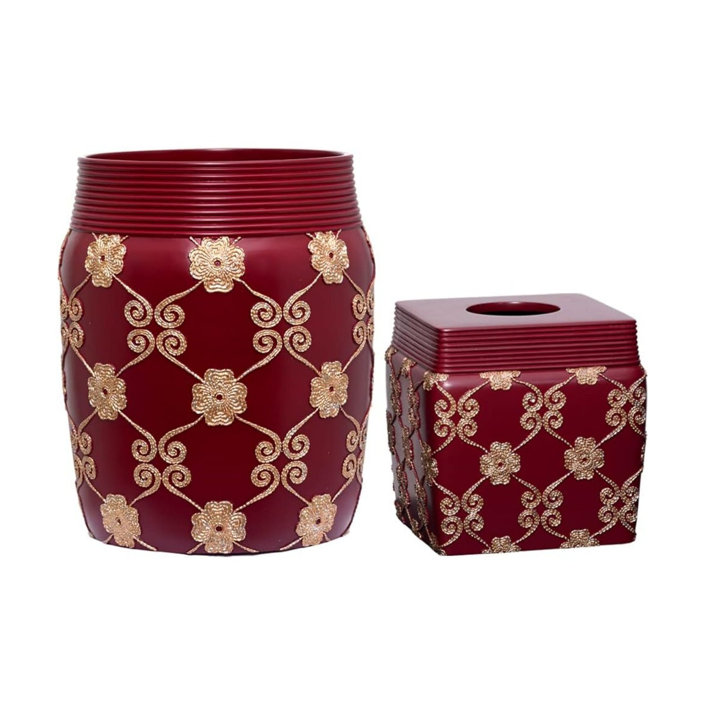 Zahari Home 2pc Elegant Rose Luxury Bathroom Accessories Set Modern Shower Basket & Tissue Box Classic Luxury