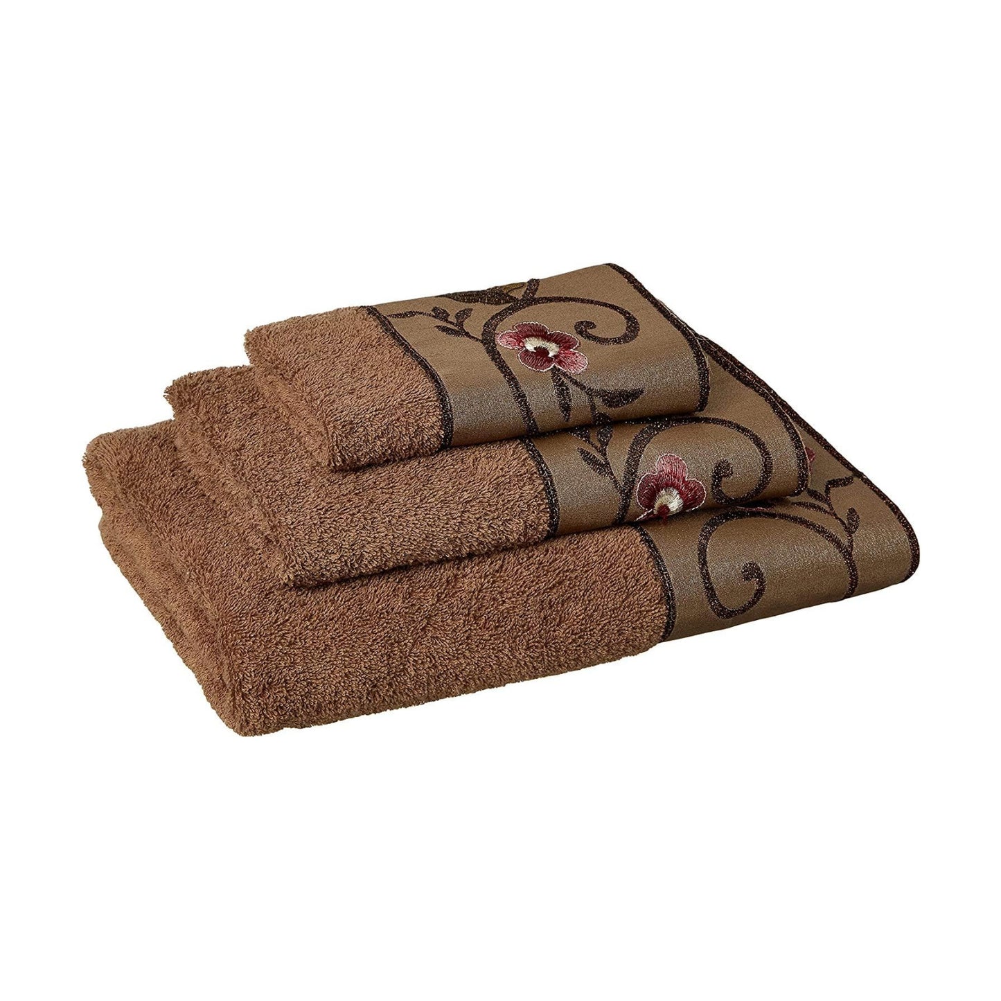 Zahari Home Larrisa Floral Bathroom Towel Set - 3 Piece Bath, Hand, and Wash Towels - Modern Classic Contemporary Decor