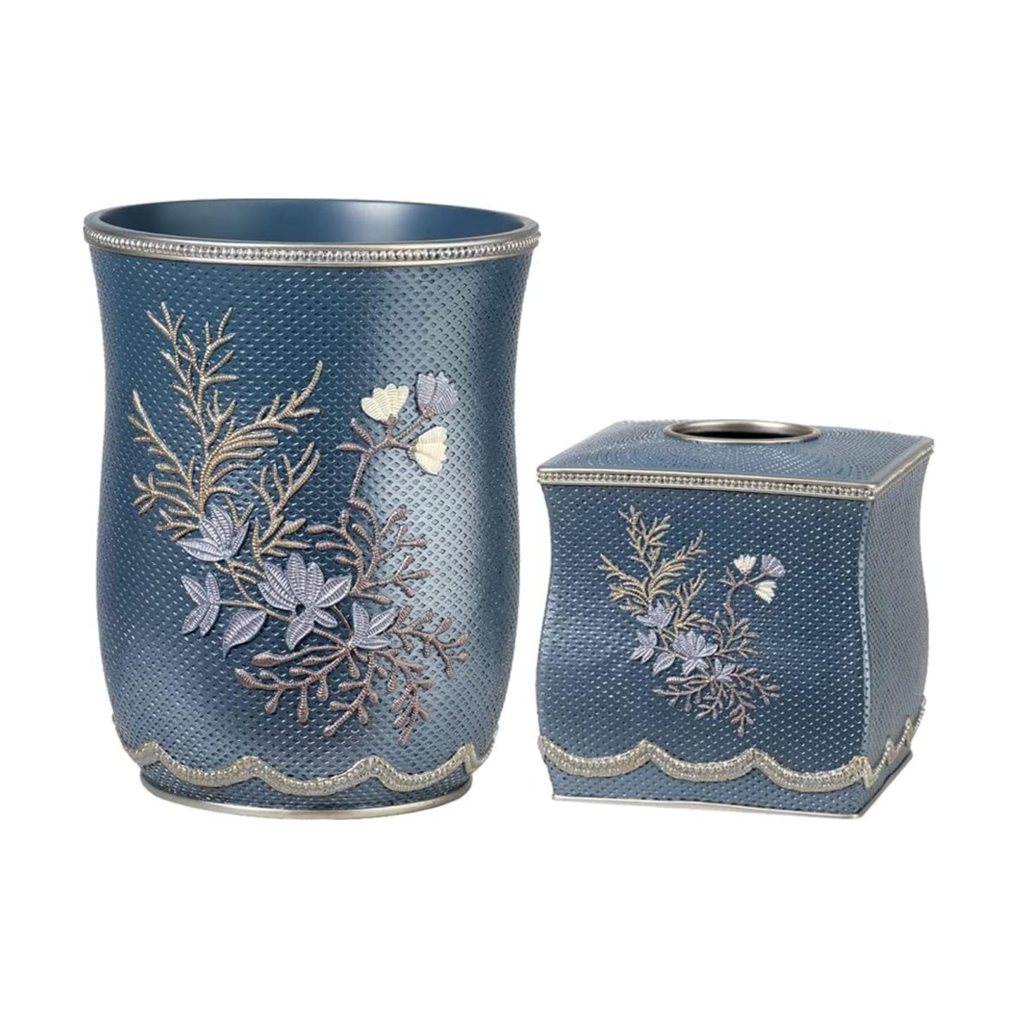Zahari Home 2pc Capri Bathroom Decor Set Waste Basket for Bathroom & Tissue Cover Modern Classic Decor Stylish Unique