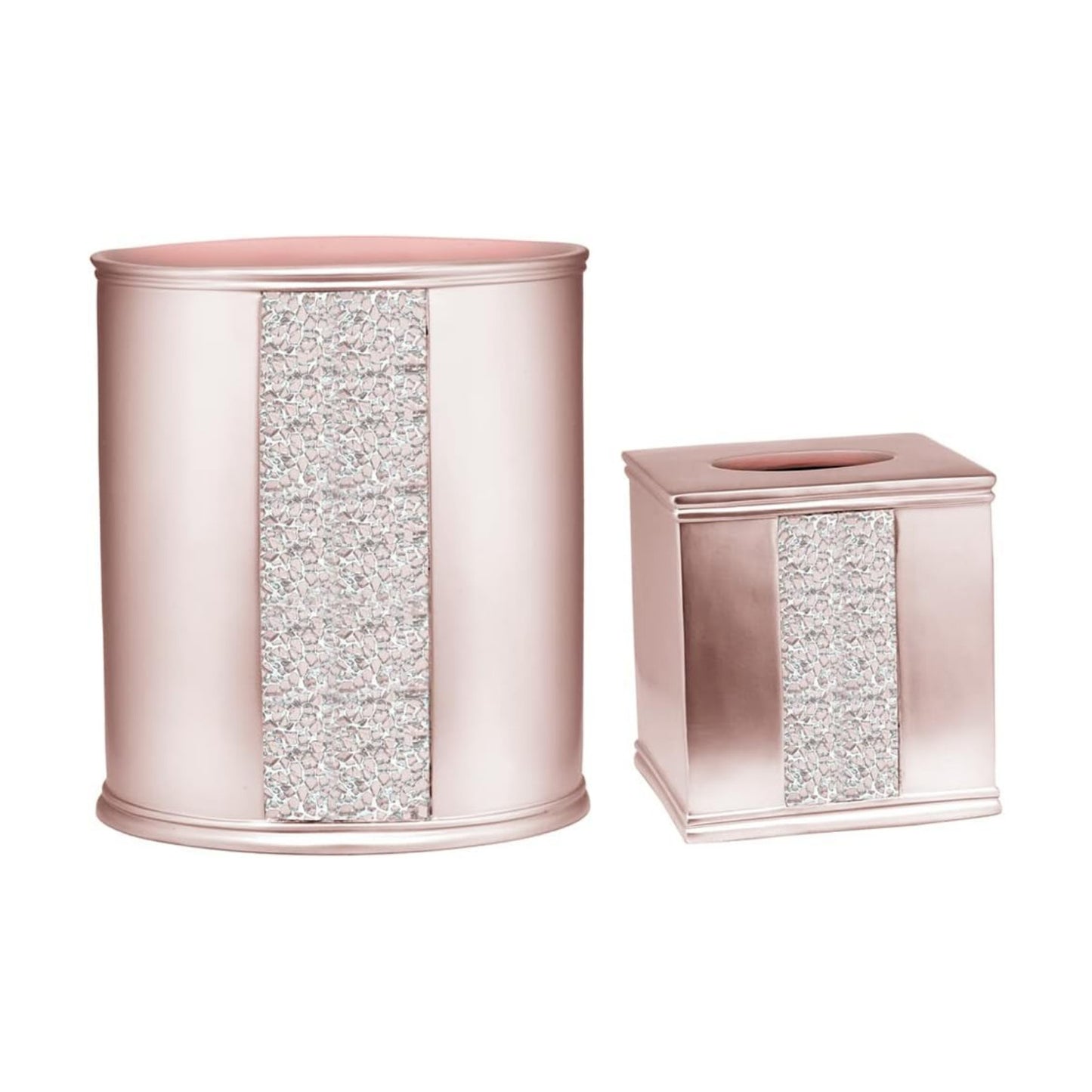 Zahari Home 2pc Sinatra Modern Bath Accessories Set Waste Basket & Tissue Box Modern Decorative Beautiful Designs
