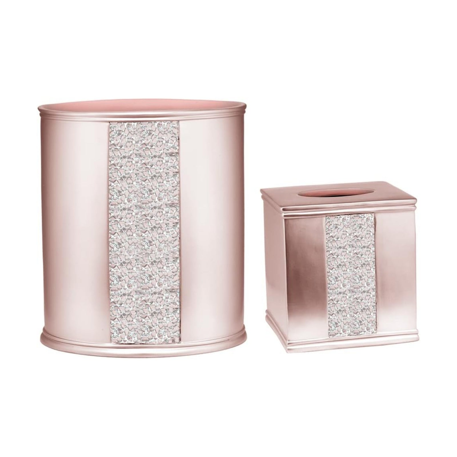 Zahari Home 2pc Sinatra Modern Bath Accessories Set Waste Basket & Tissue Box Modern Decorative Beautiful Designs