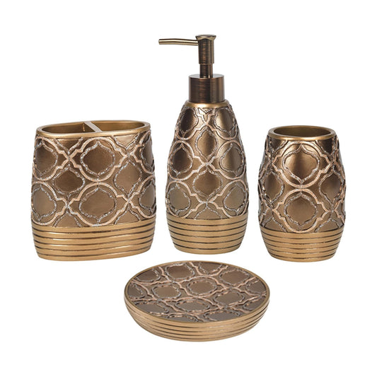 Zahari Home 4pc Spindle Stylish Bathroom Accessories Set Bathroom Soap Dispenser, Tumbler, Tooth Brush Holder and Soap