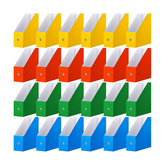 Thenshop 24 Pcs Magazine Files Cardboard Holders,Classic,Colorful | File Organizer Foldable Paper Storage for Desk