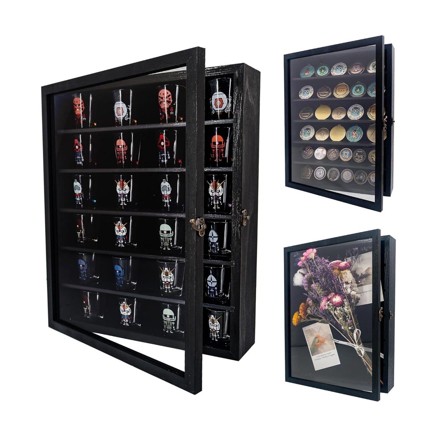 FramePro Shadow Box Frame Display Case 12x16 with Removable Shelves, Deep Memory Box Trinket Knick Knack Shelf Cabinet