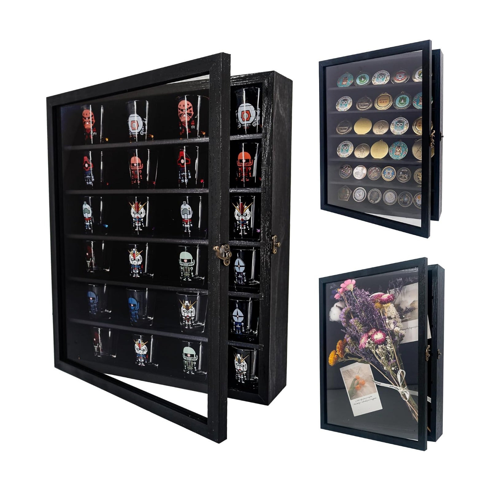 FramePro Shadow Box Frame Display Case 12x16 with Removable Shelves, Deep Memory Box Trinket Knick Knack Shelf Cabinet