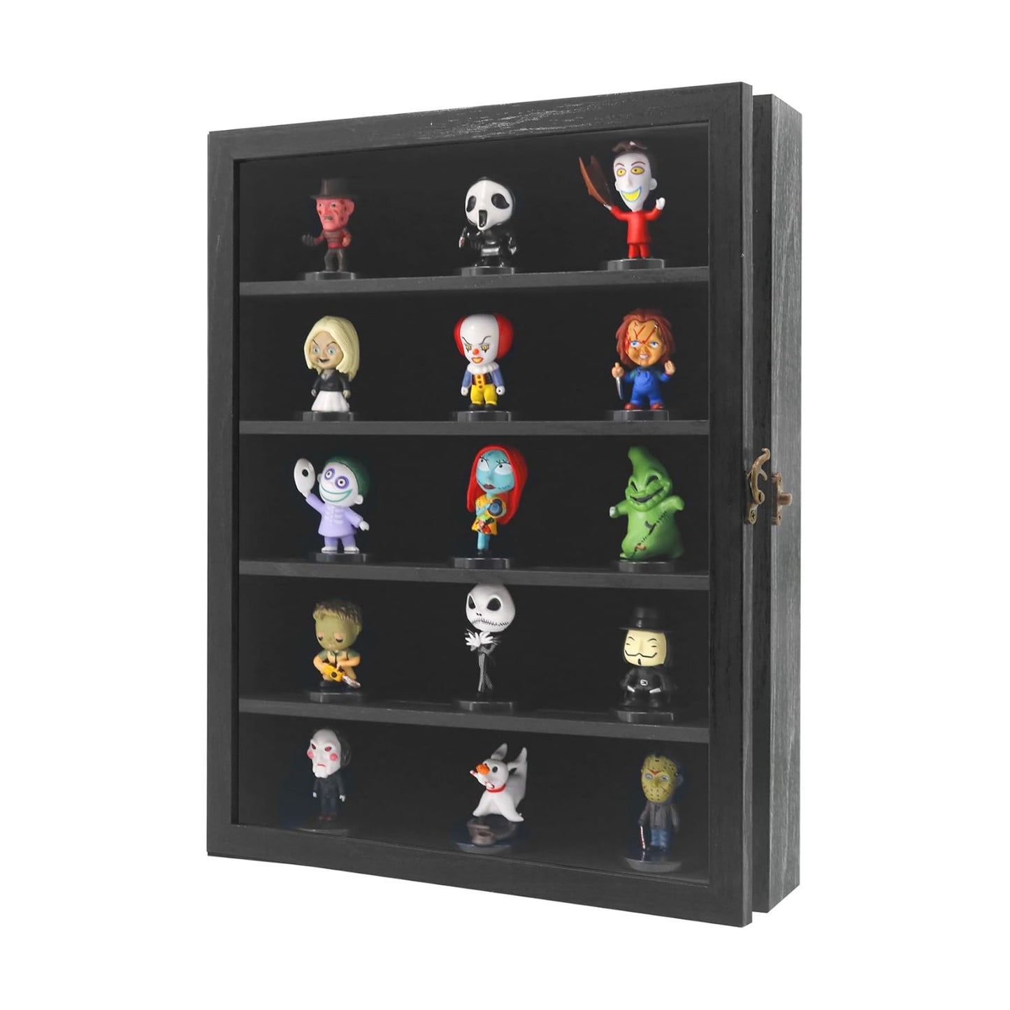 FramePro 11x14 Display Case with Adjustable Shelves Black, 4-Tier Memory Shadow Box for Wall, Deep Wooden Keepsake