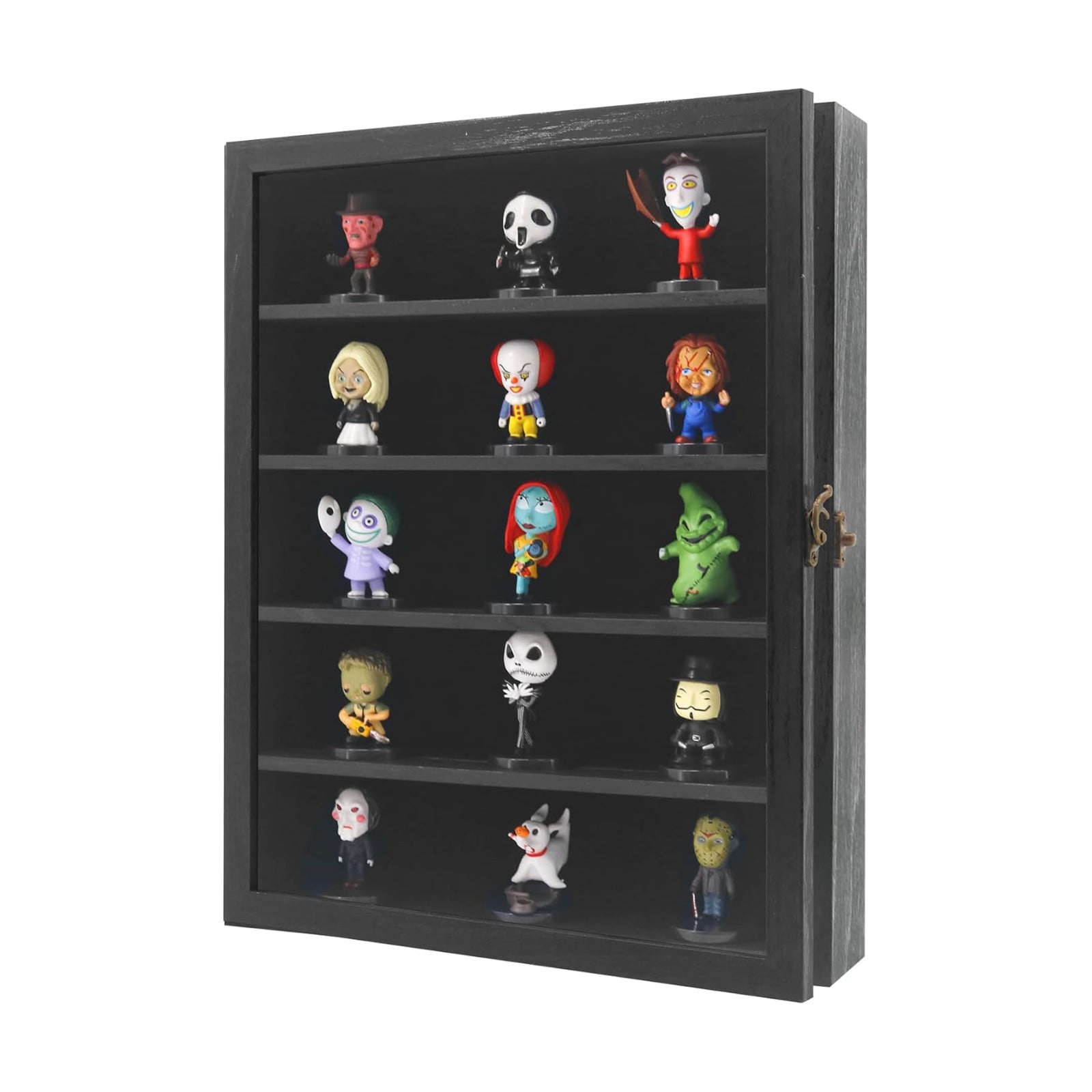 FramePro 11x14 Display Case with Adjustable Shelves Black, 4-Tier Memory Shadow Box for Wall, Deep Wooden Keepsake
