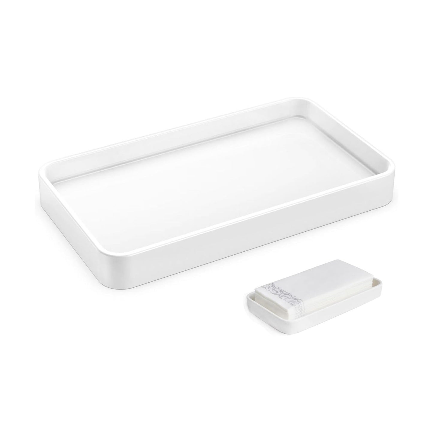 Ceramic Vanity Tray / White / 9.9 x 5.7 x 1.1
