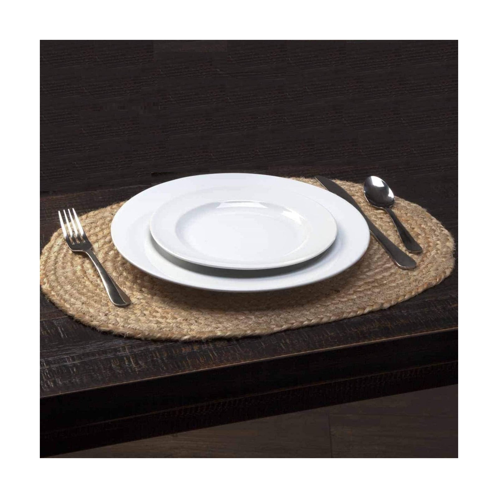 Jute Woven Oval Placemats Set of 6, Brown Plate Charger 12x16 inches Jute Heat Resistant Non-Slip Weave Place mats