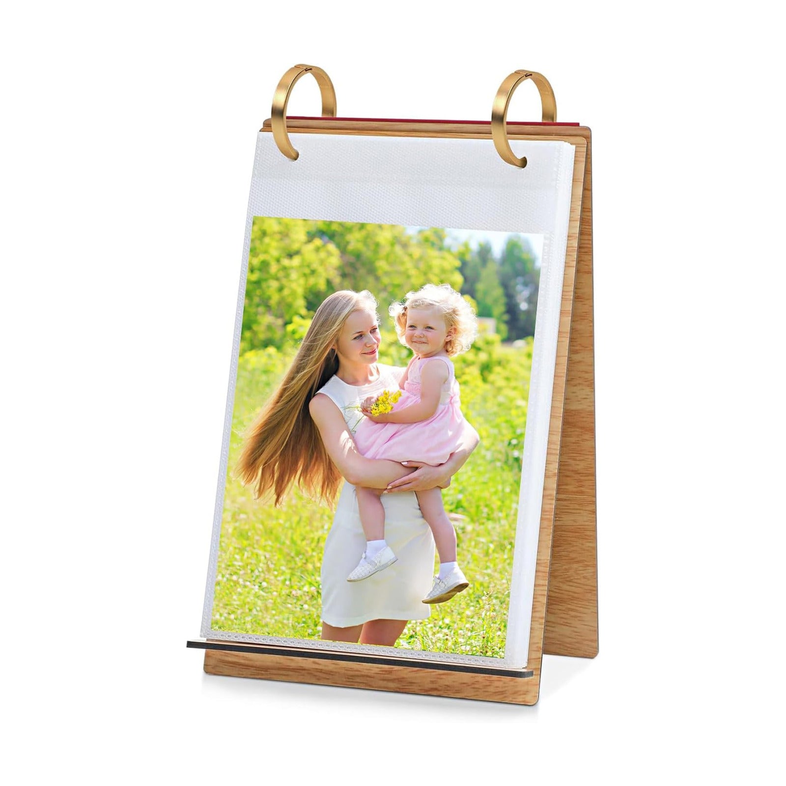 Photo Frames Wooden Flip Photo Album Pictures on Stand Vertical Display for Tabletop / 5 x 7