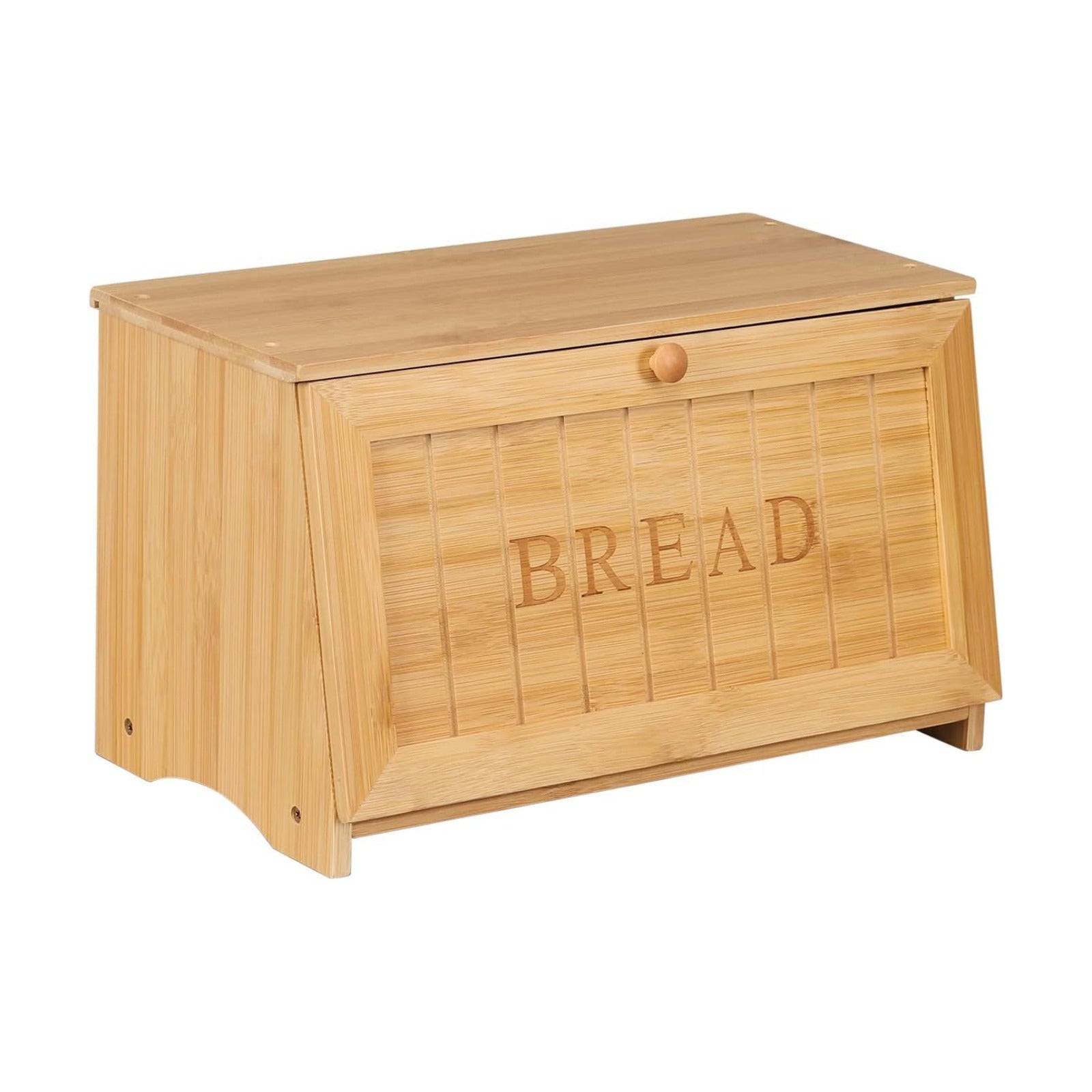 HOMEKOKO Vintage Wooden Bread Box for Kitchen Countertop, Natural Bamboo | Retro Farmhouse Style, Holds 2 Loaves