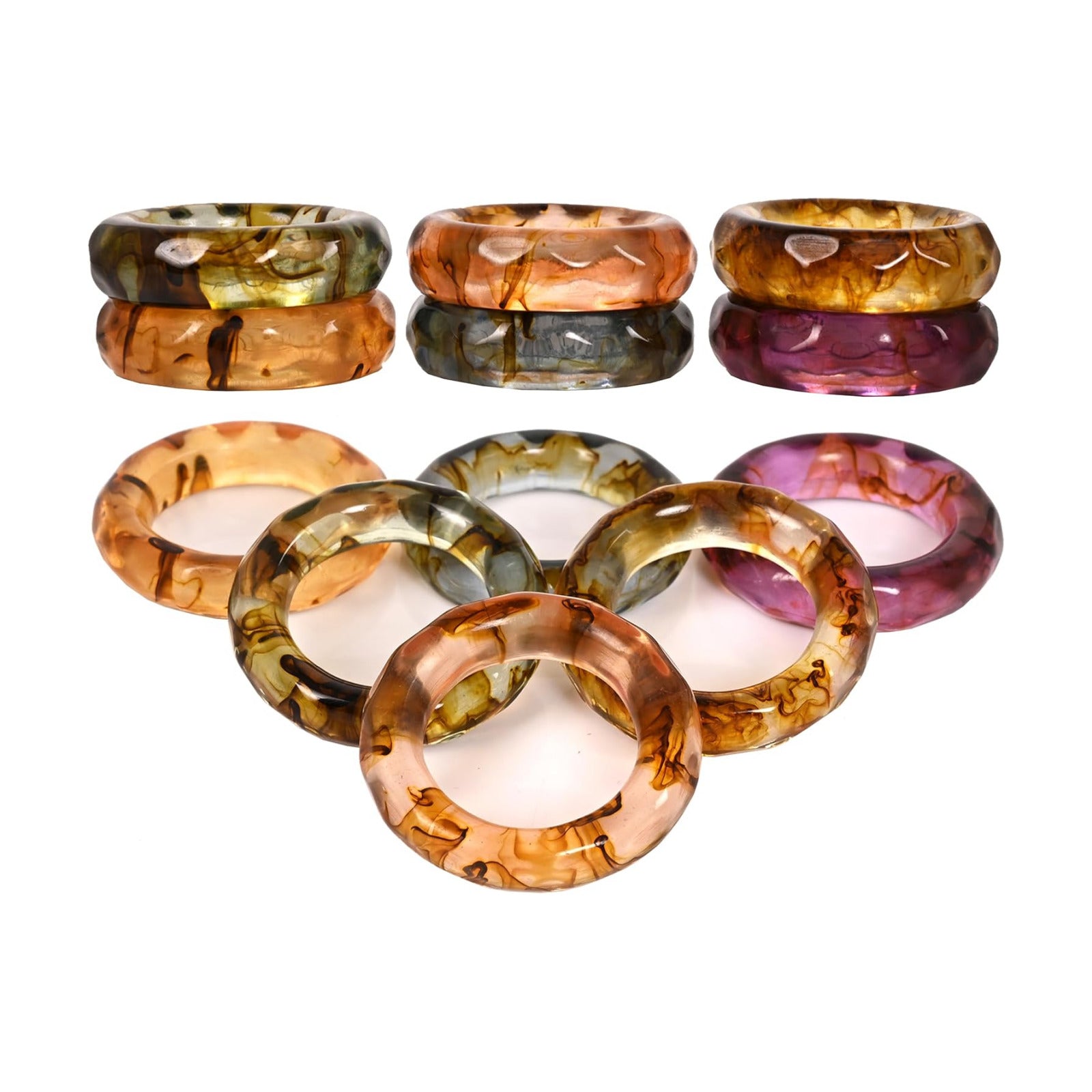 Alpha Living Home Spring Epoxy Resin Napkin Rings, Set of 12, Color | Glossy handcrafted resin, 2.5x2.5x0.5 in each
