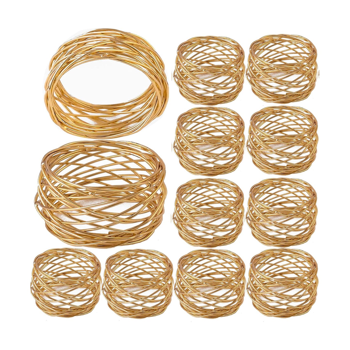 Alpha Living Home Spiral Napkin Rings, Set of 12, Gold Metal | Iron construction, tarnish-resistant finish, 2x2x1.5 in