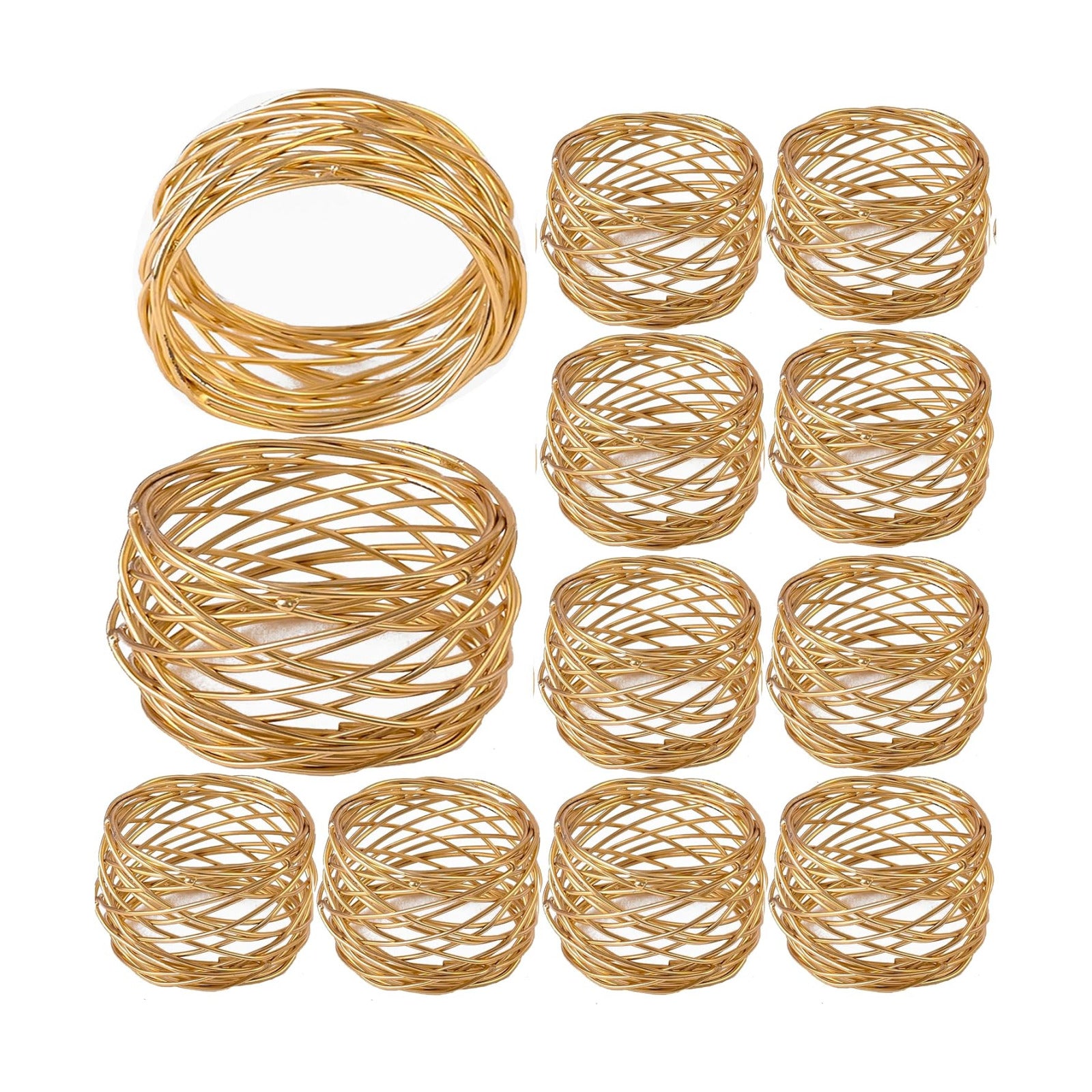Alpha Living Home Spiral Napkin Rings, Set of 12, Gold Metal | Iron construction, tarnish-resistant finish, 2x2x1.5 in