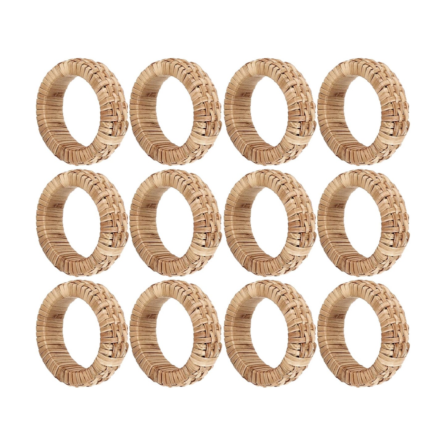 Handmade Rattan Napkin Holders / Tan Natural / 12- Pack / Set of 12