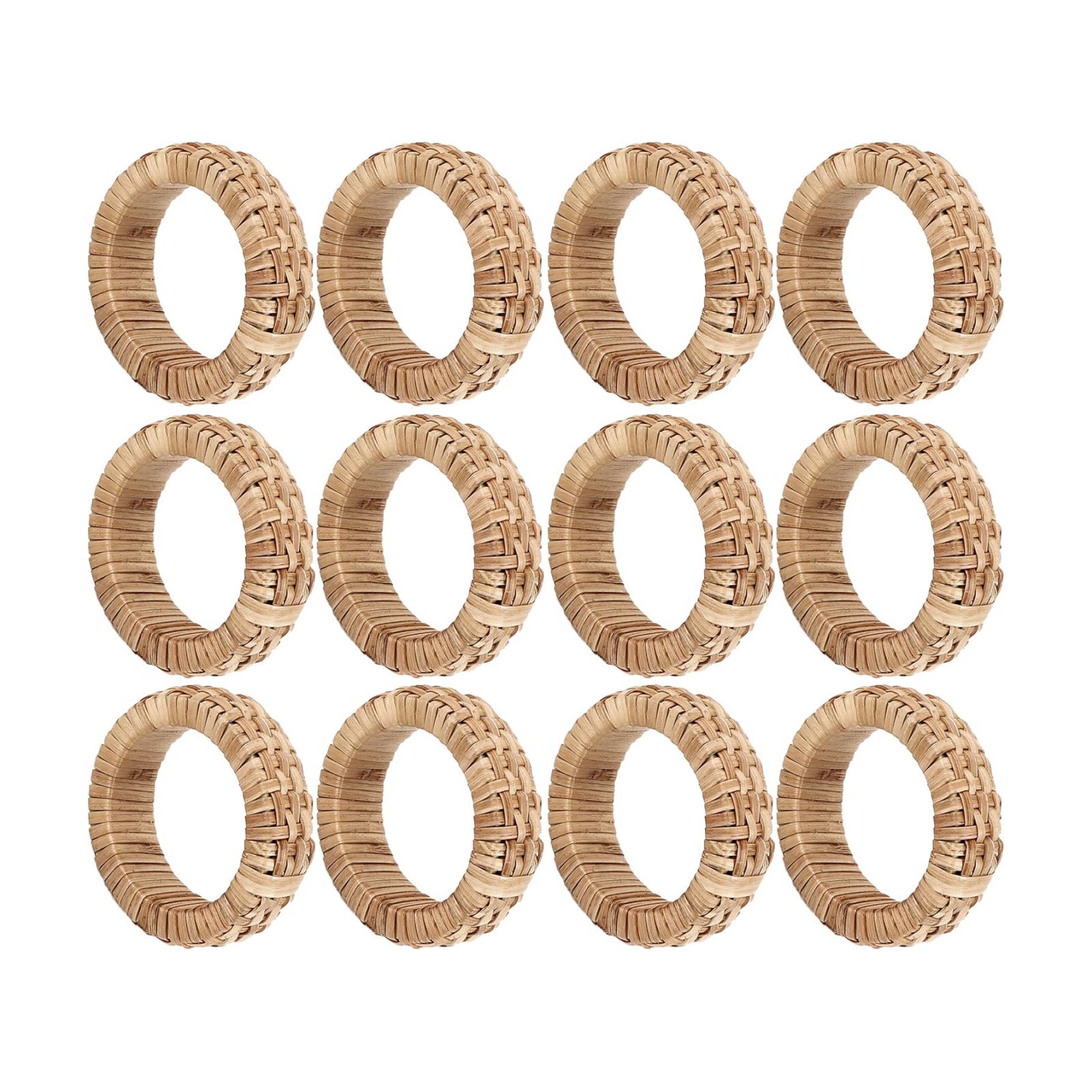 Handmade Rattan Napkin Holders / Tan Natural / 12- Pack / Set of 12