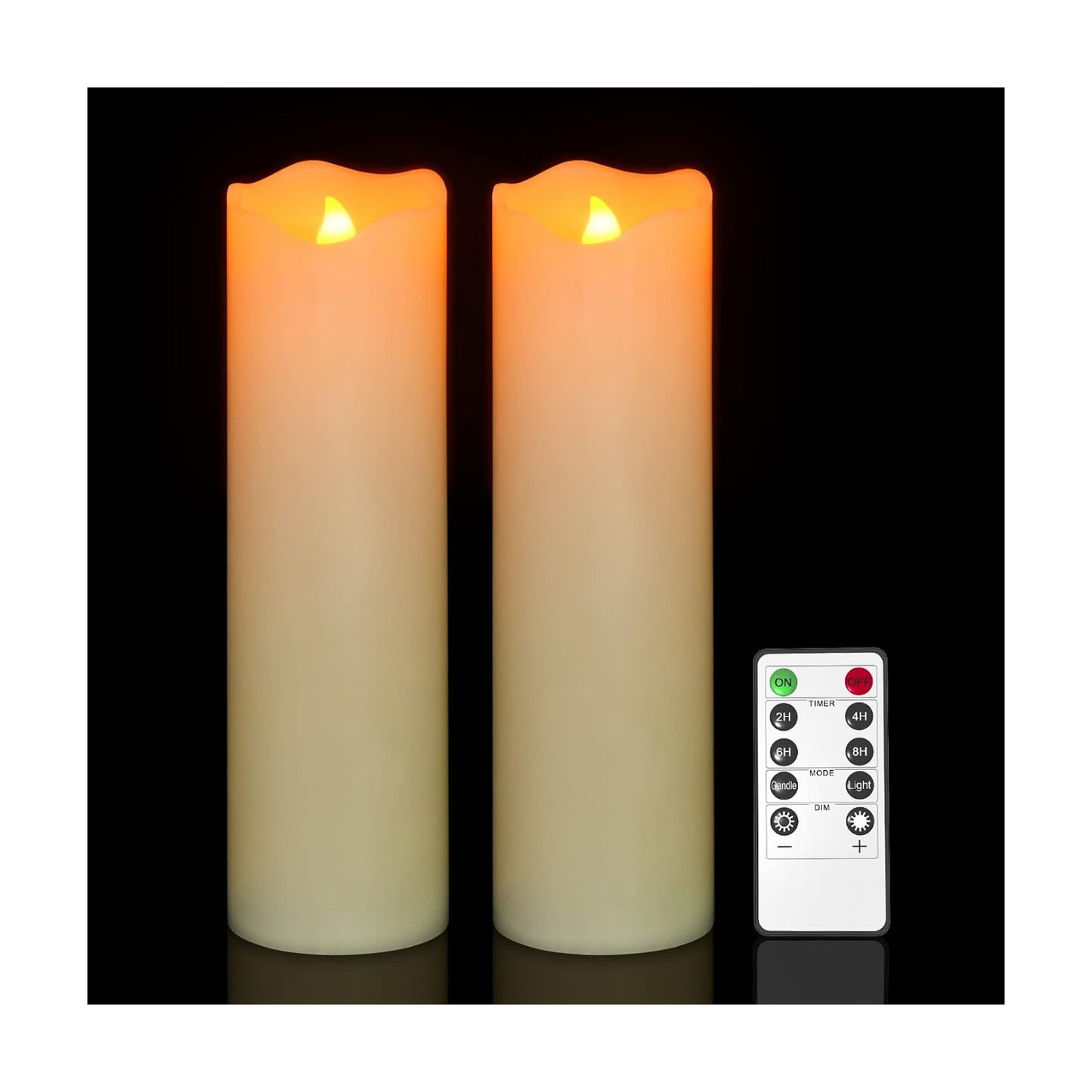 PChero 10" x 3" Flickering Flameless Candles with Remote and Timers | Real Wax, Set of 2, Battery Operated LED Pillar