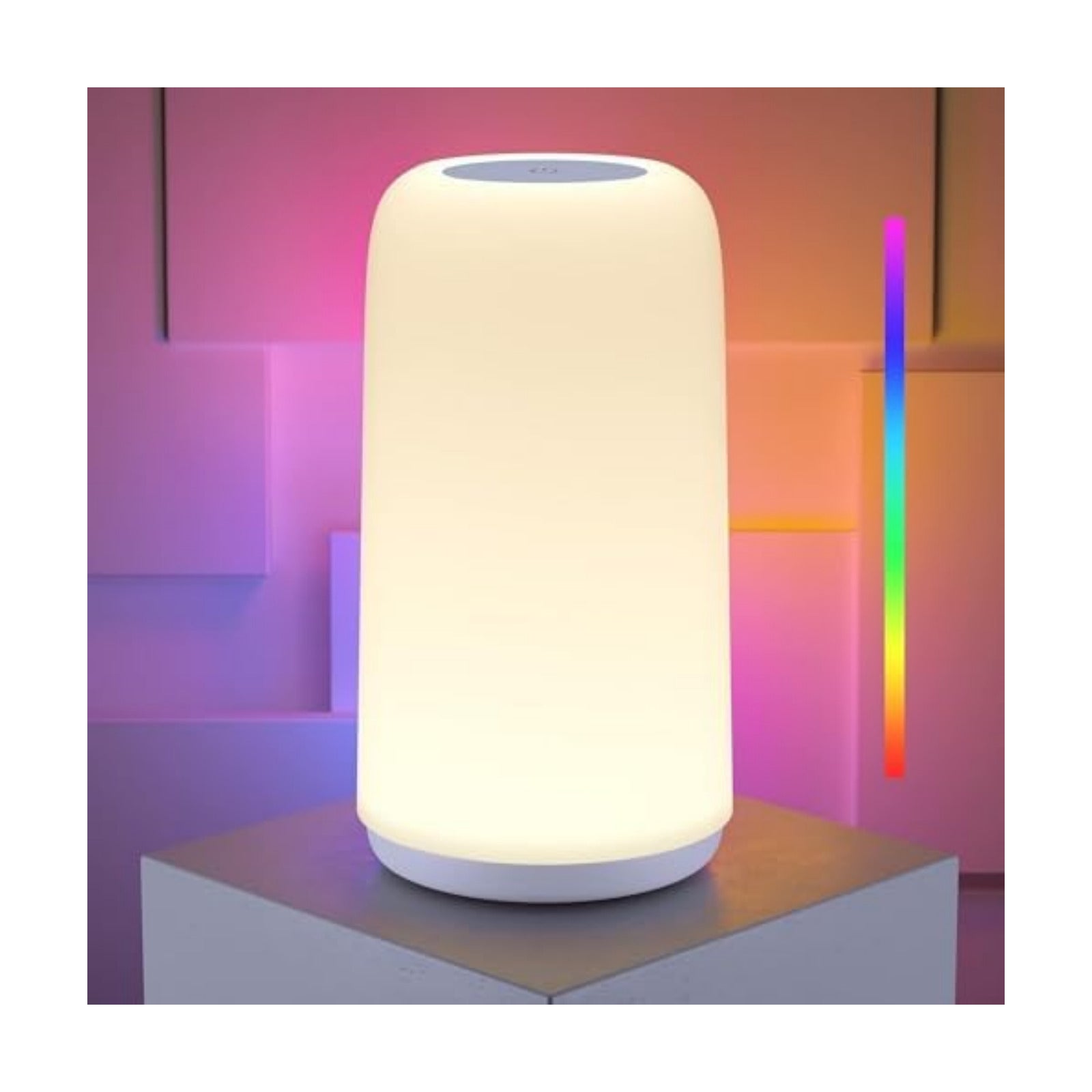 Touch Bedside Table LED Lamp, [Sleek Design & RGB Mode] Multi-Color Dimmable with Warm White Lights, Birthday Gifts for