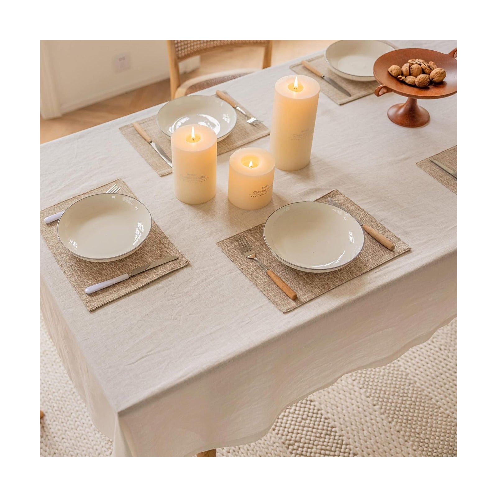 Home Brilliant Linen Place Mats Set of 6 Heat Resistant Dining Table Place Mats Cloth Placemats Kitchen Table Mats
