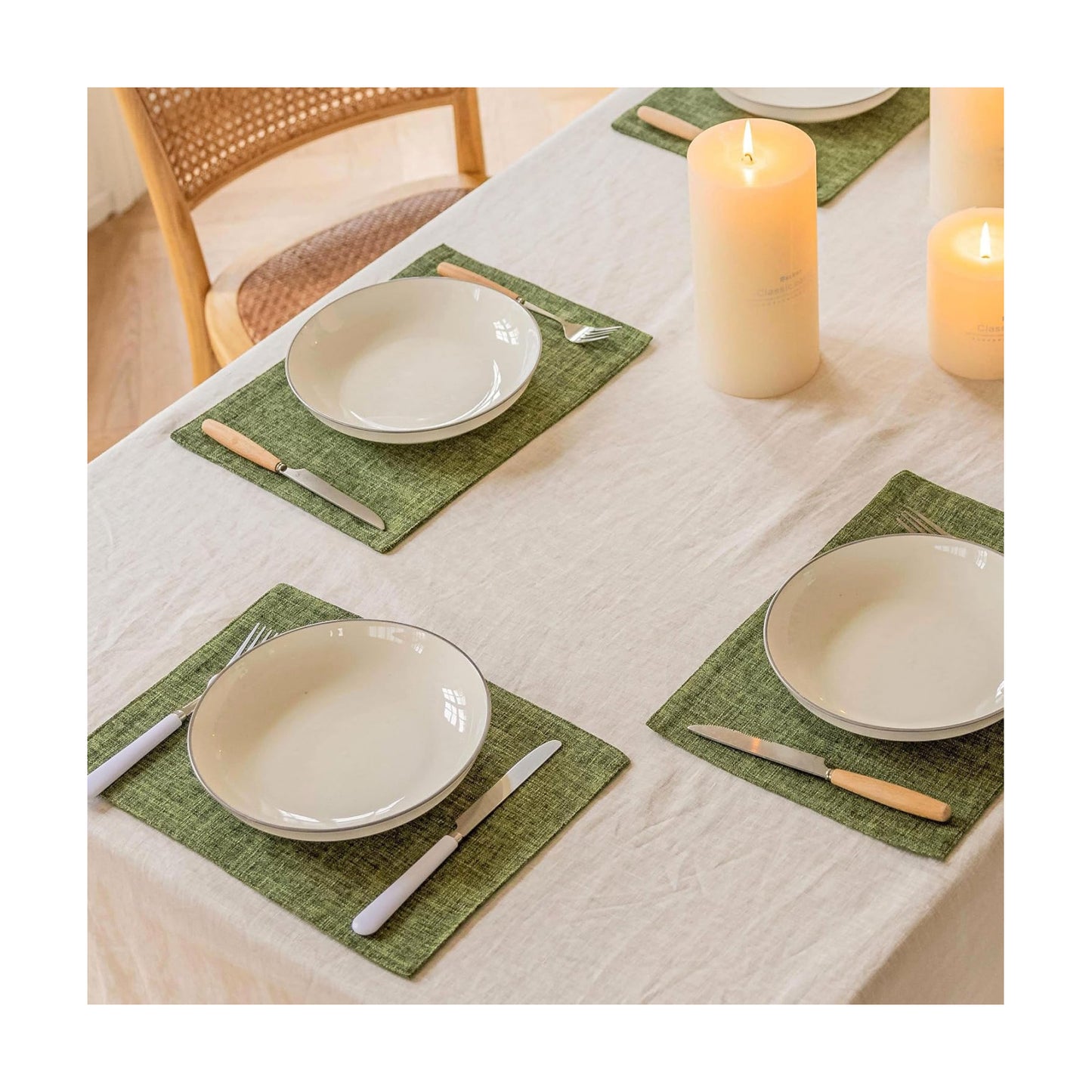 Home Brilliant Linen Cloth Placemats Set of 6 Heat Resistant Dining Table Place Mats Kitchen Washable Dining Mats for
